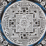 Silver Kalachakra mandala Thangka for meditation altar.