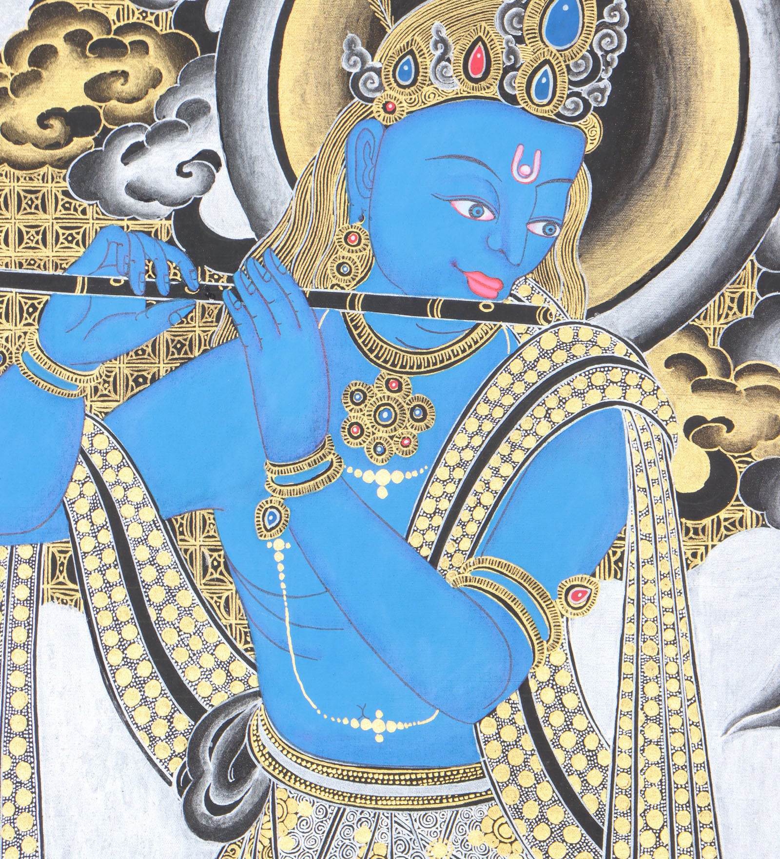 Krishna Thangka for devotion and meditation.