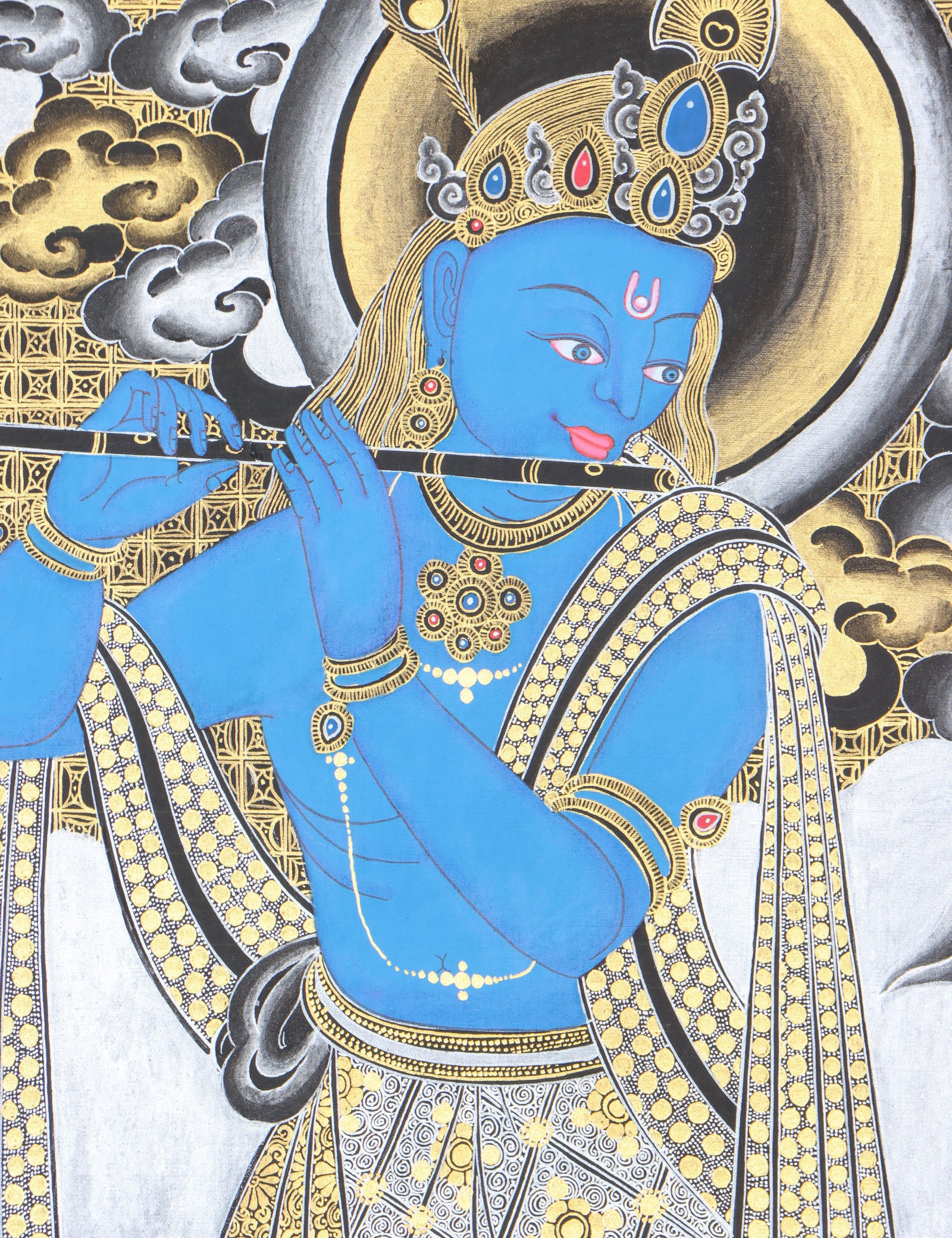 Krishna Thangka for devotion and meditation.