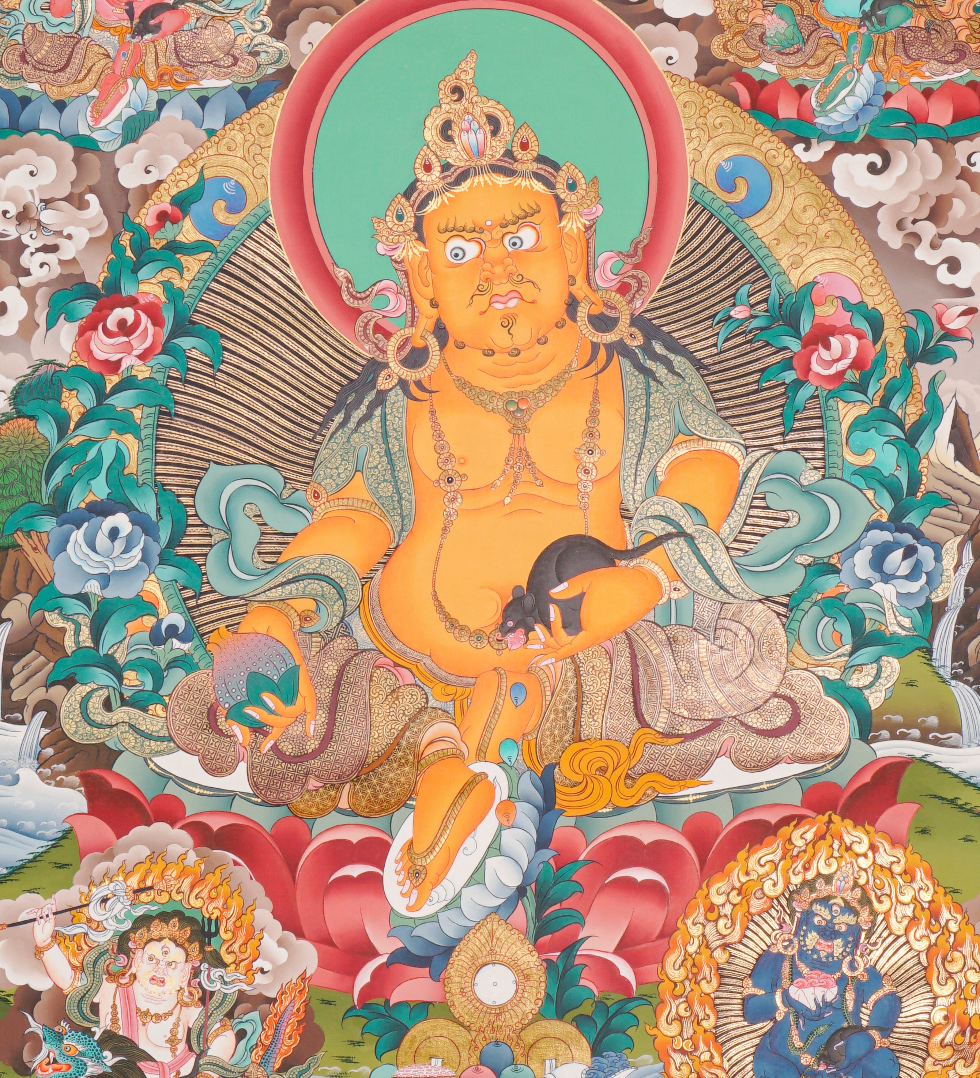 Zambala Thangka Painting - God of Wealth