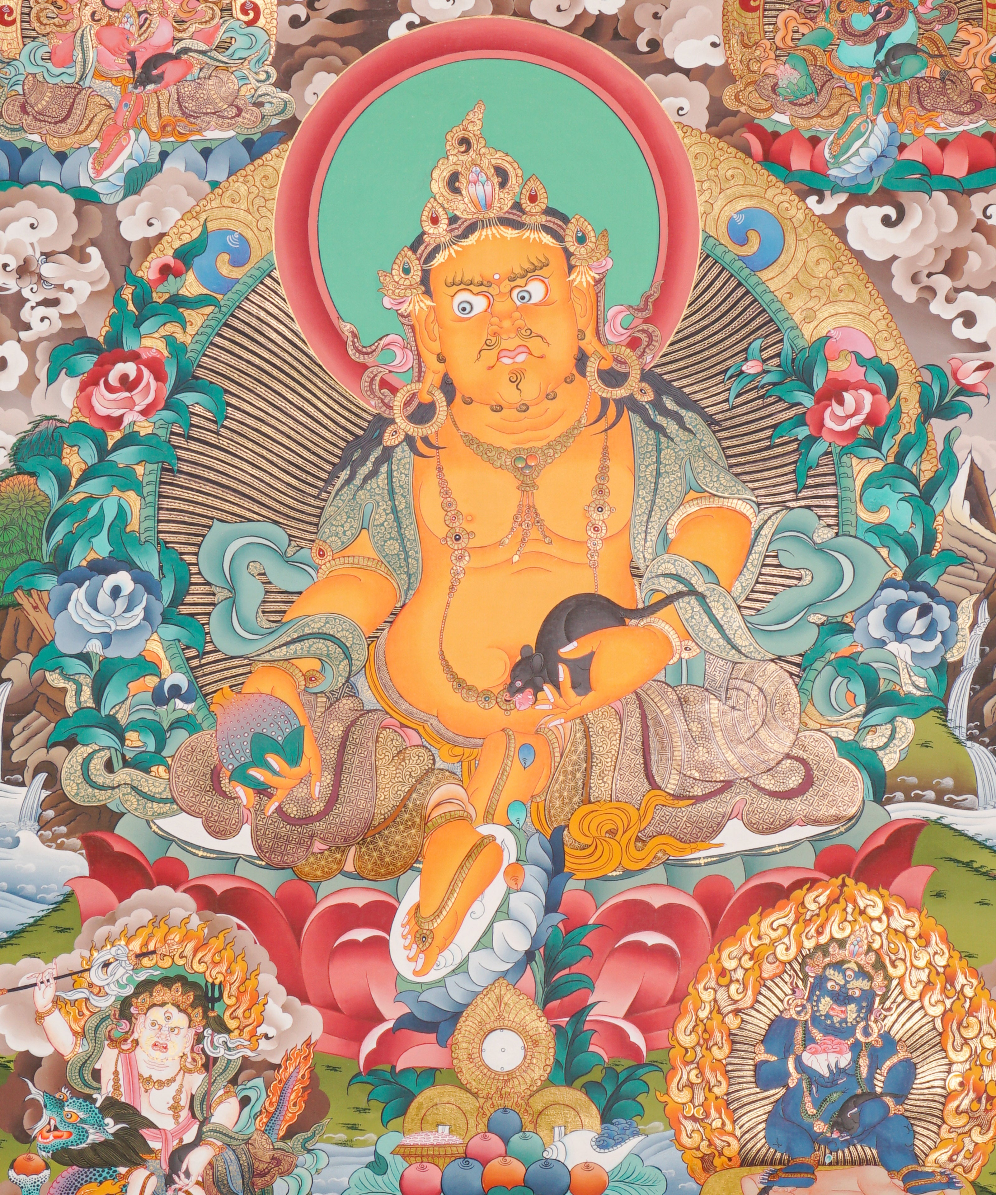 Zambala Thangka Painting - God of Wealth