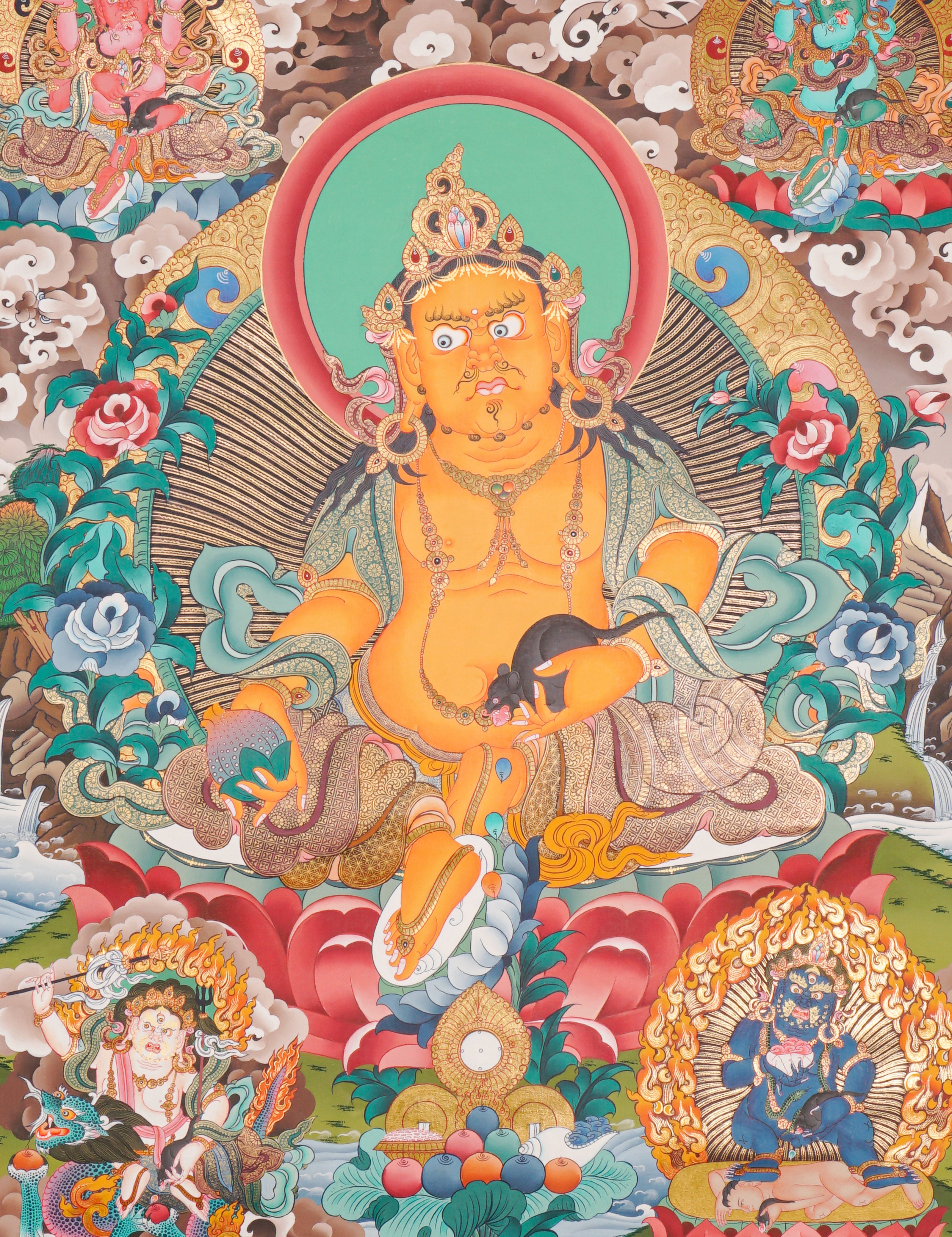 Zambala Thangka Painting - God of Wealth