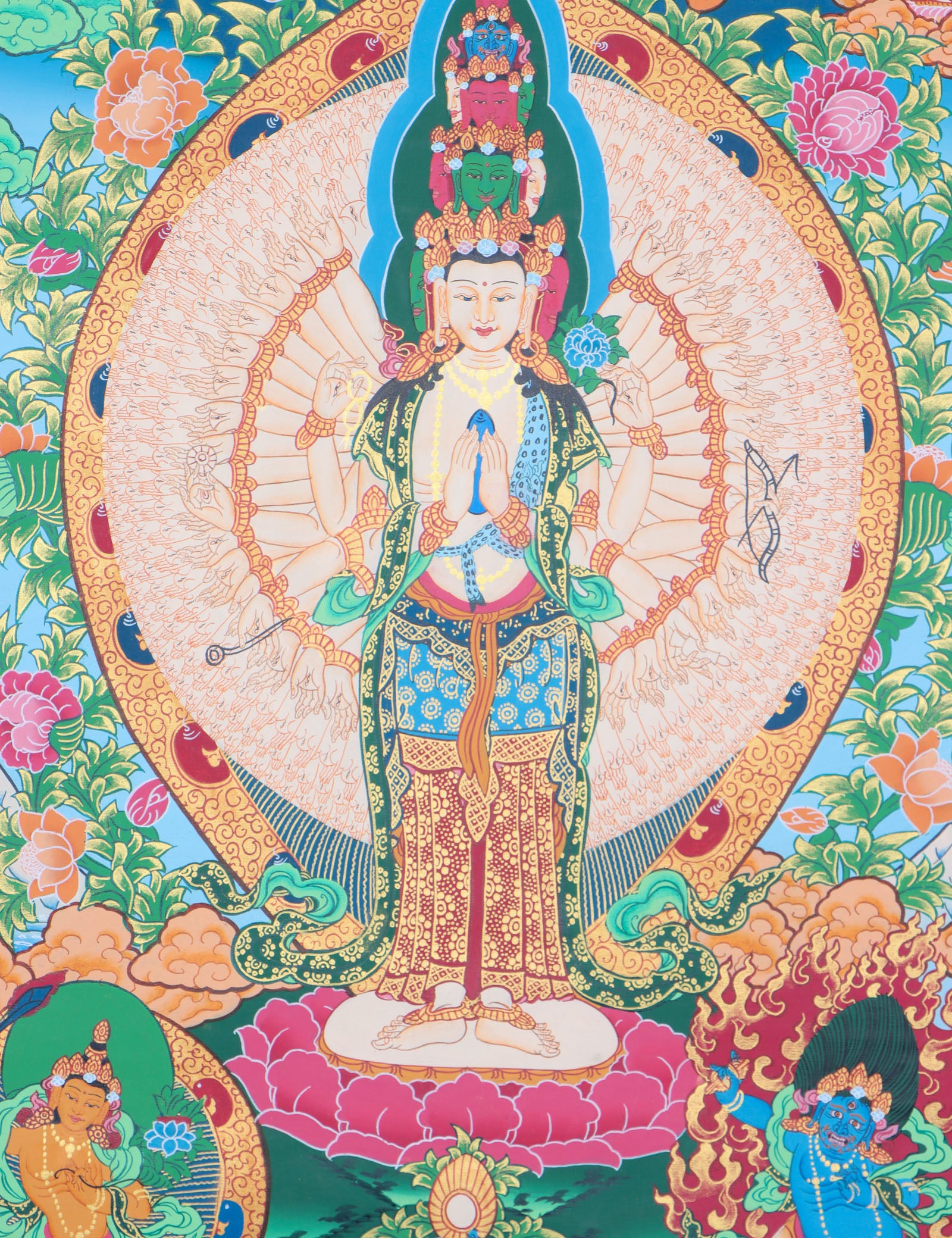 Avalokiteshvara Thangka for Home Decoration and Chakra Healing.