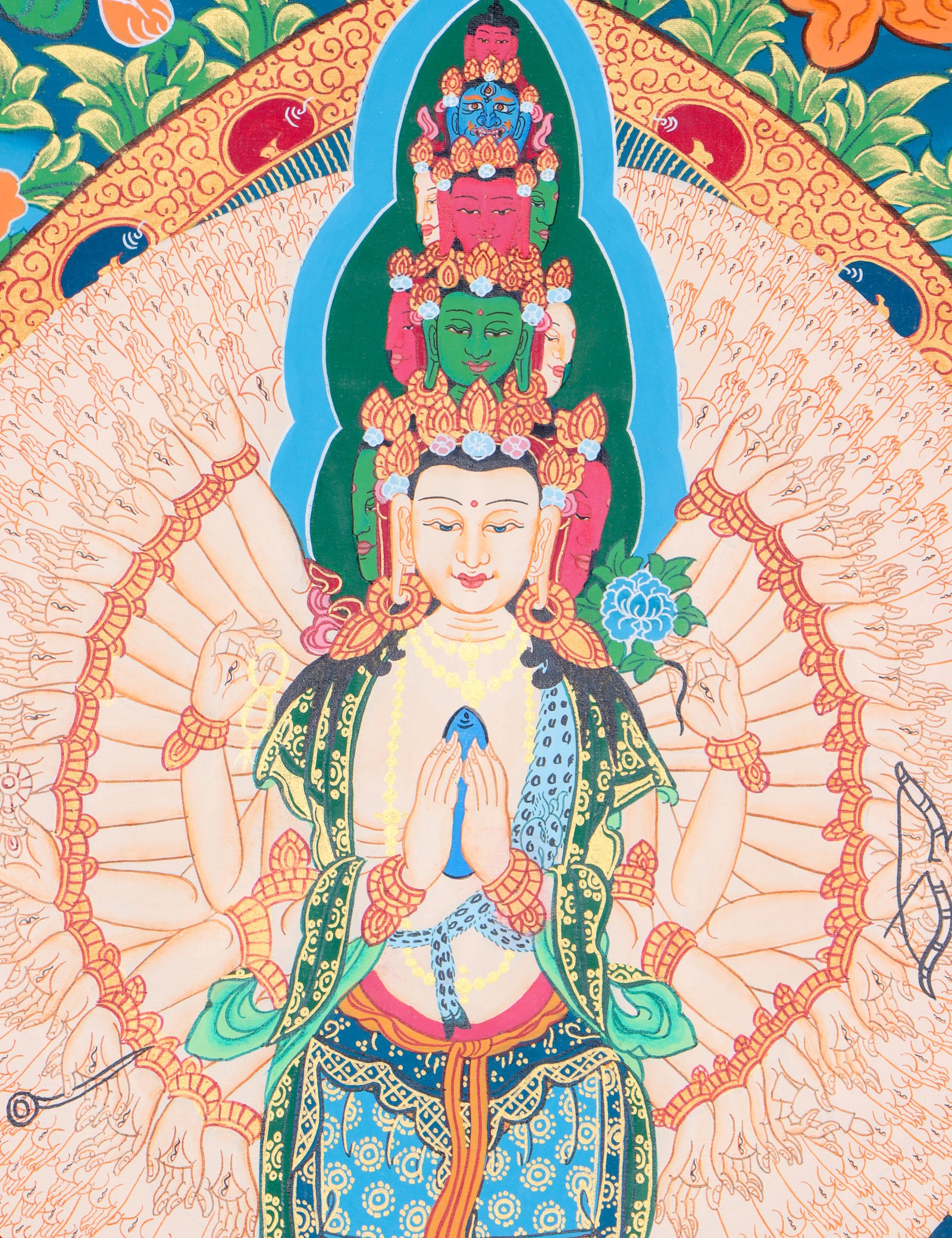 Avalokiteshvara Thangka for Home Decoration and Chakra Healing.