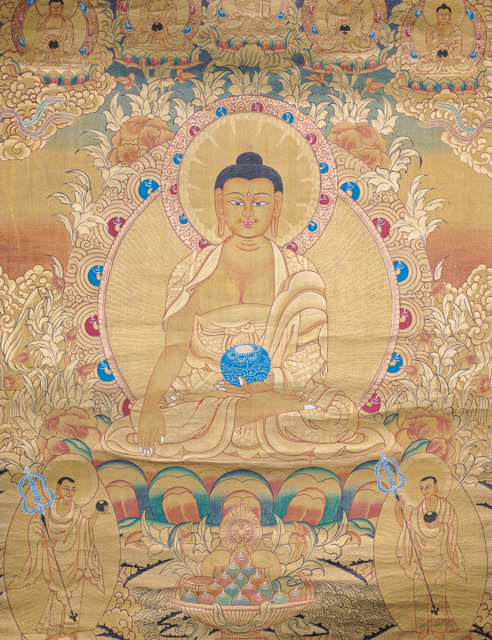 Shakyamuni Buddha Thangka - Cotton Canvas Painting