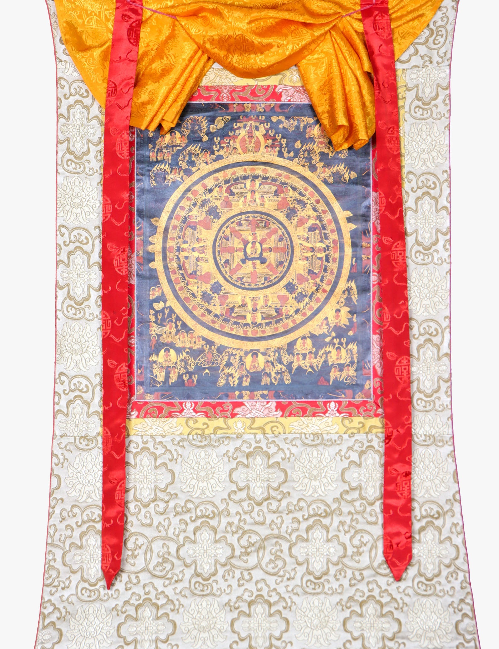 Buddha Mandala Brocade Thangka for spirituality.