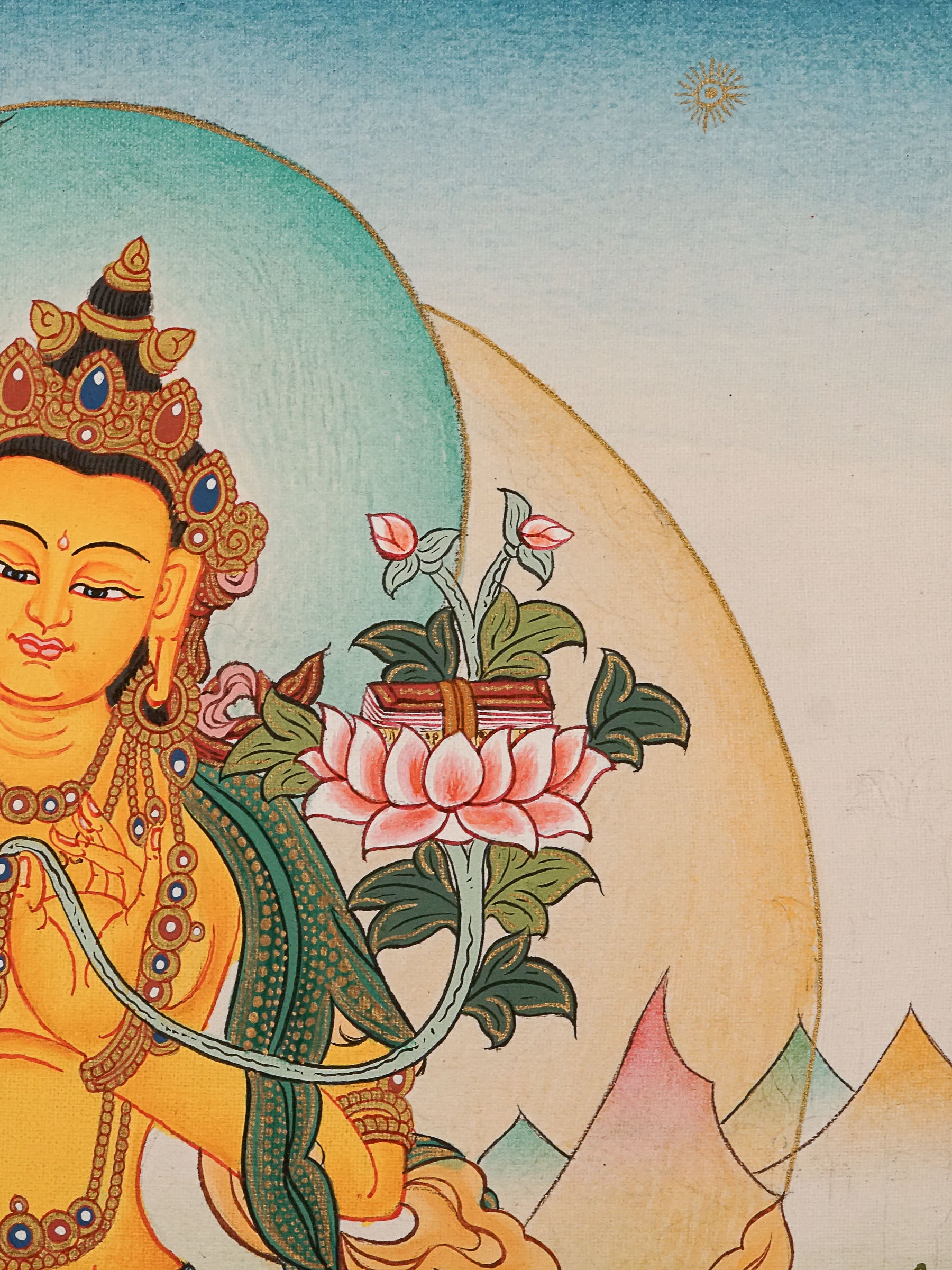 Handpainted Manjushree Thangka Painting - Himalayas Shop