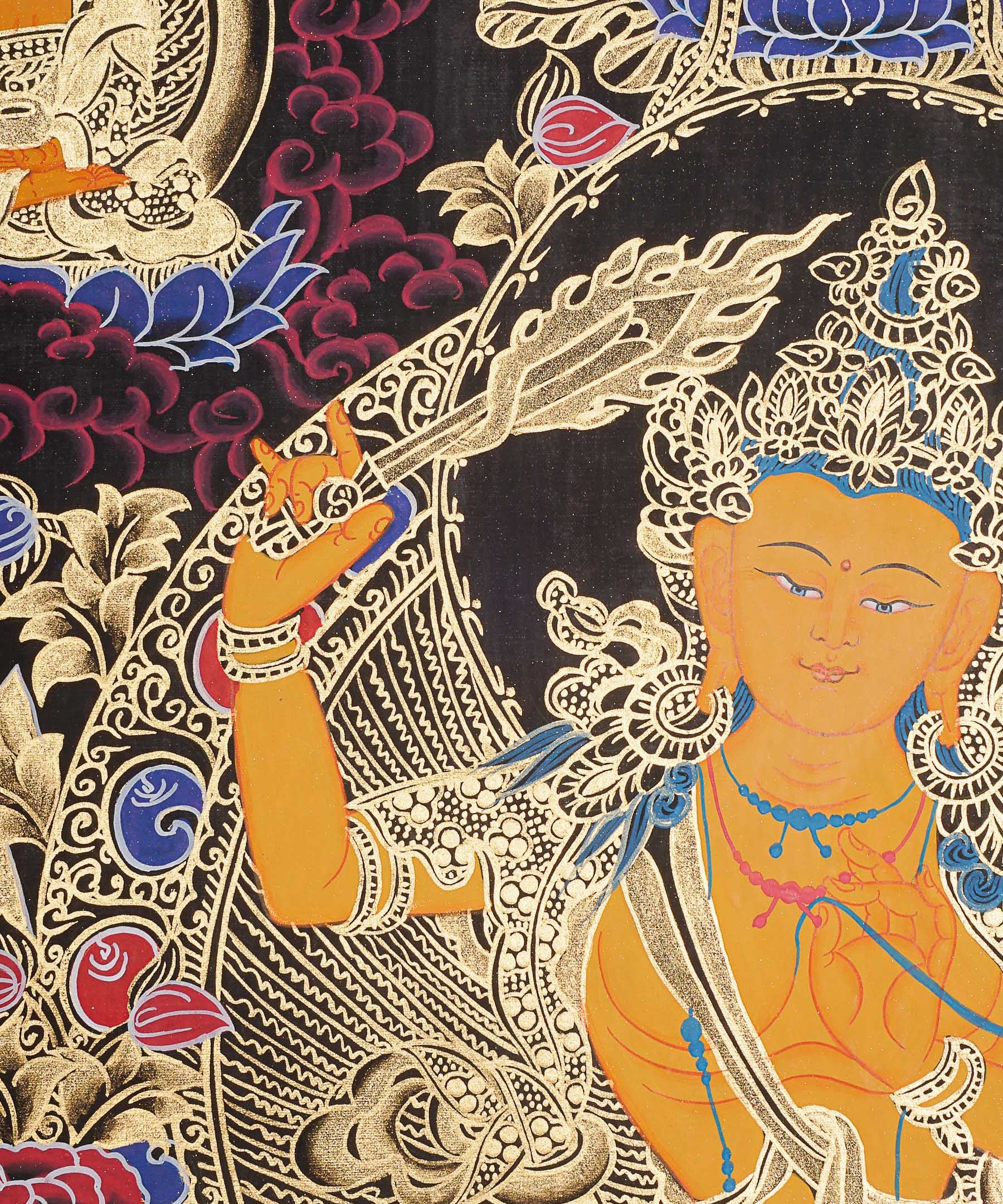 Manjushree Thangka Painting for prayer and meditation.