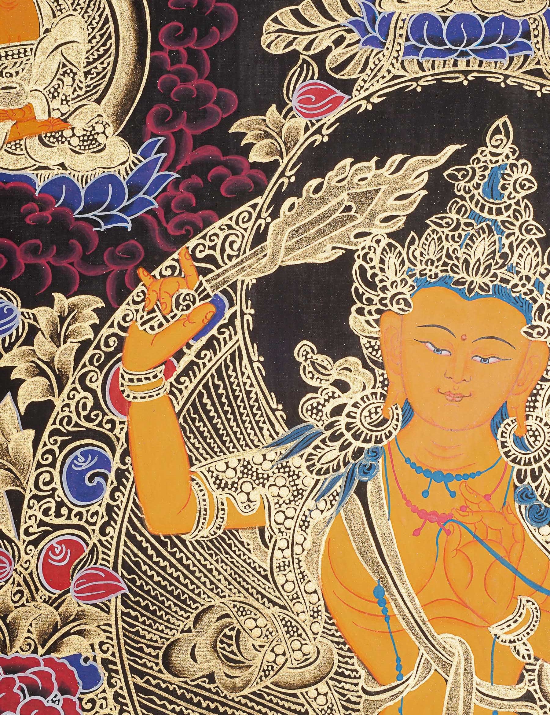 Manjushree Thangka Painting for prayer and meditation.