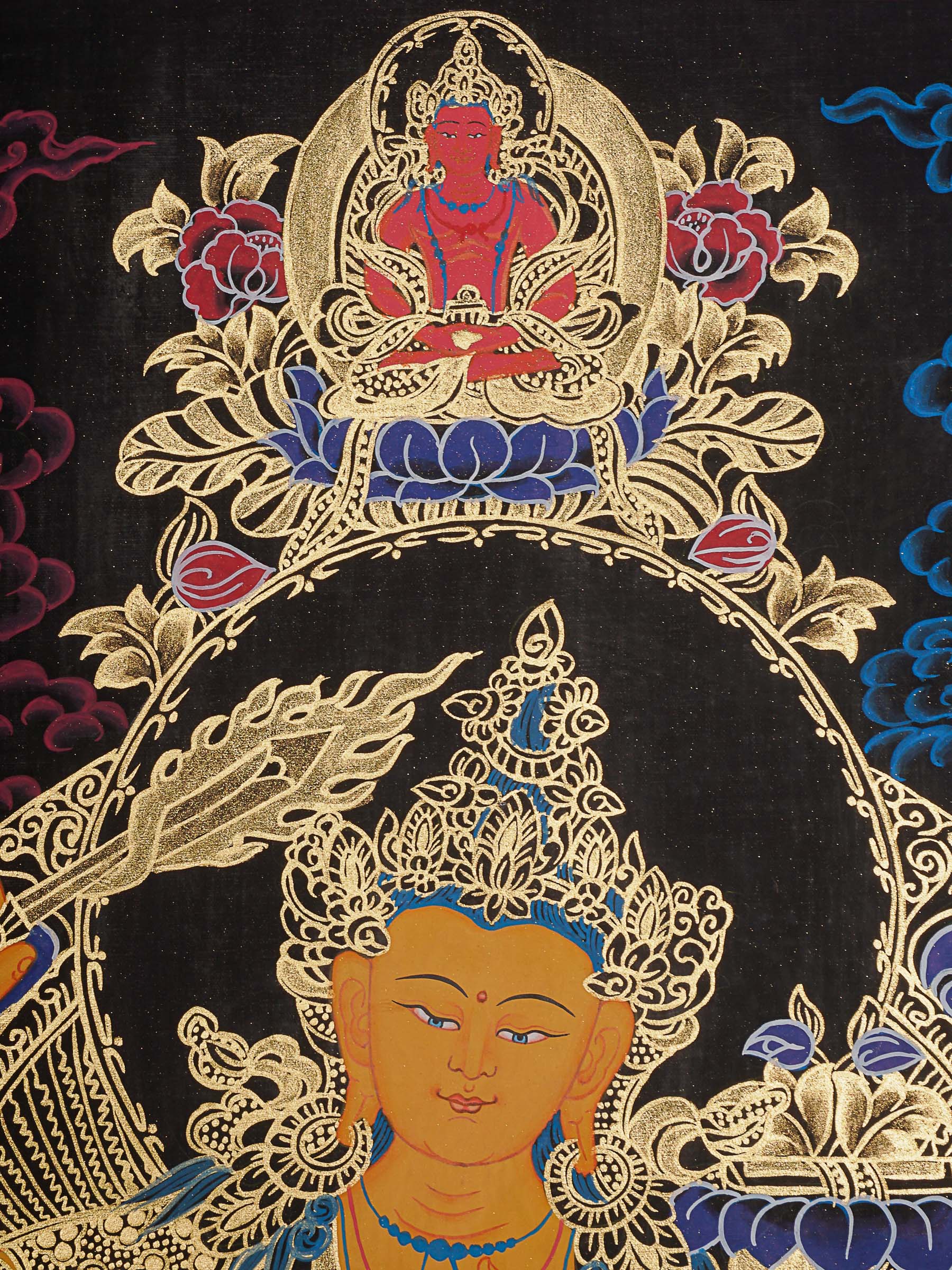 Manjushree Thangka Painting for prayer and meditation.