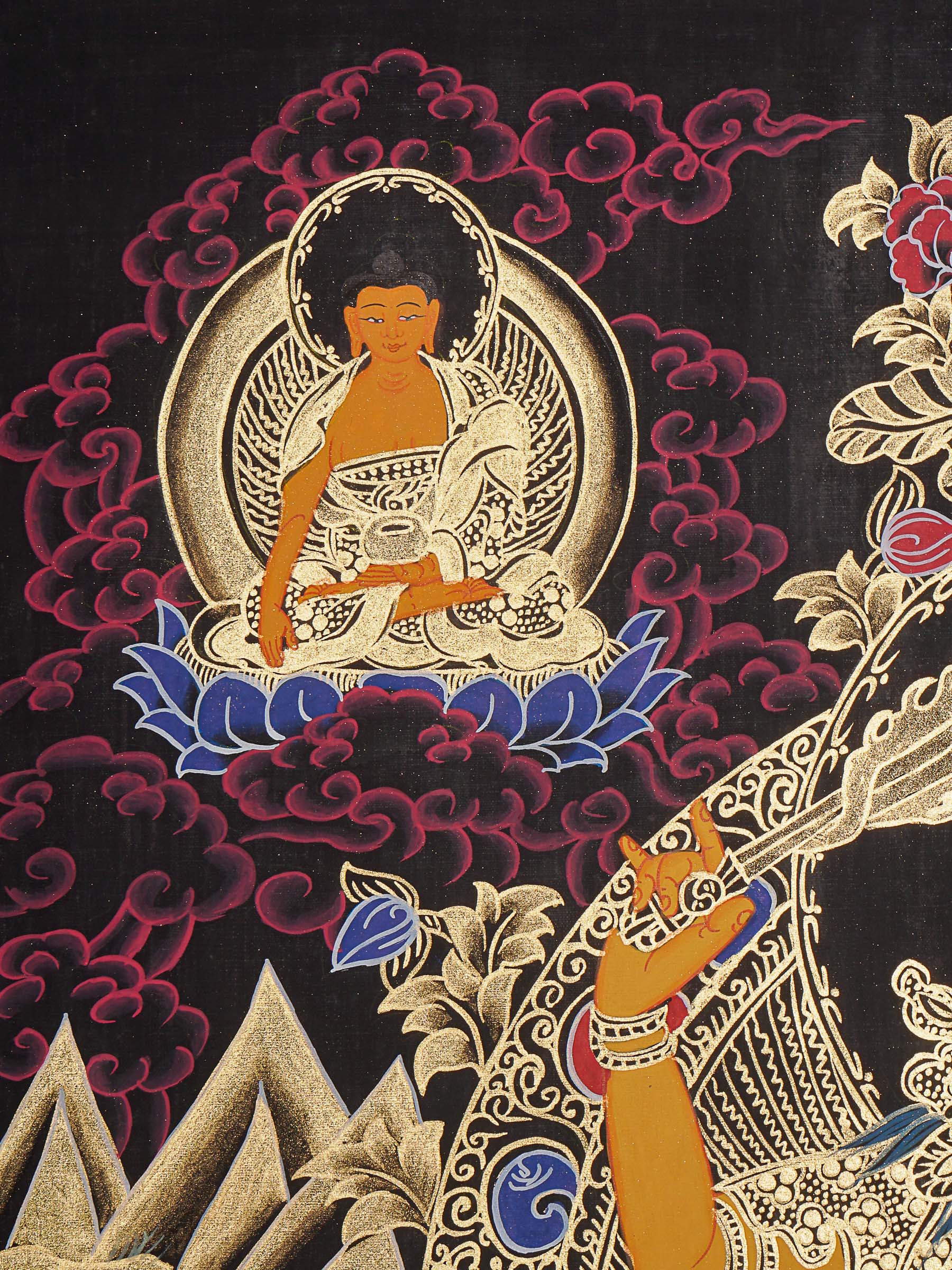 Manjushree Thangka Painting for prayer and meditation.