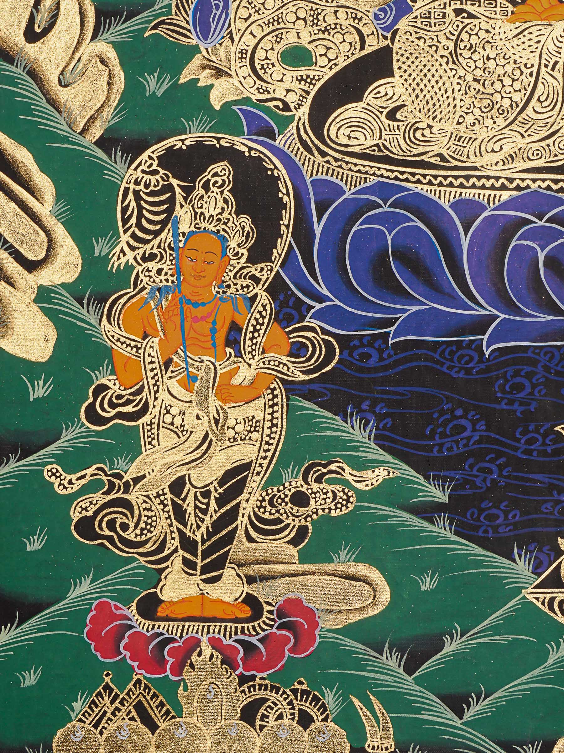 Manjushree Thangka Painting for prayer and meditation.