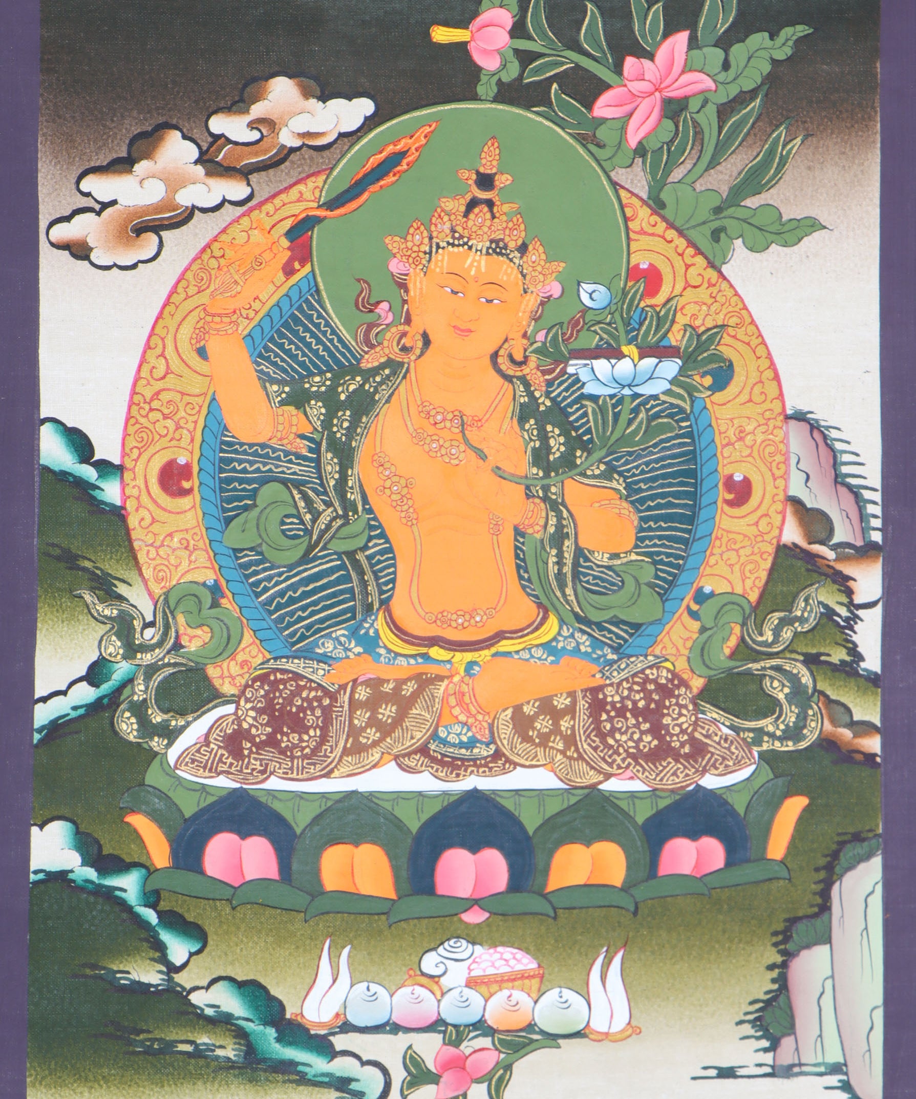 Finest quality thangka collector of Manjushri Thangka - Himalayas shop