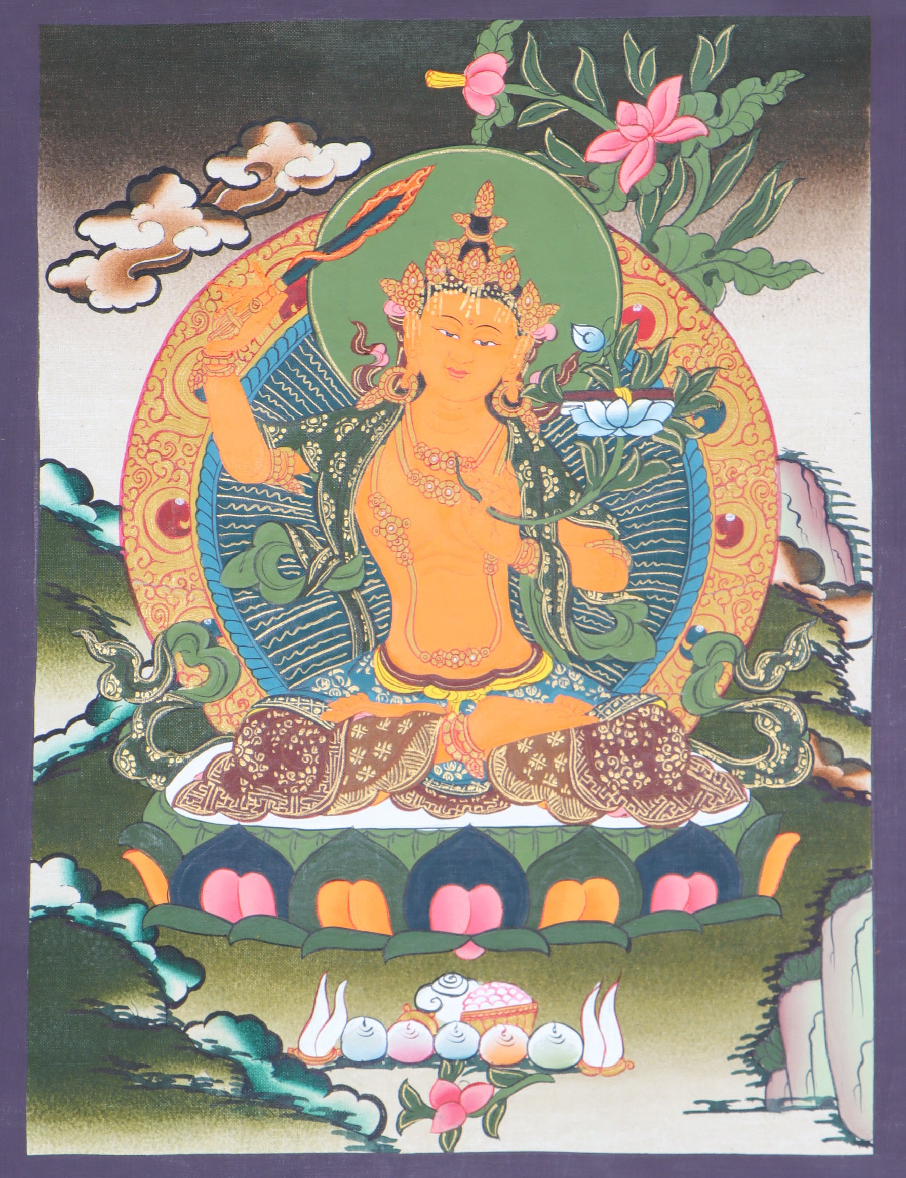 Finest quality thangka collector of Manjushri Thangka - Himalayas shop