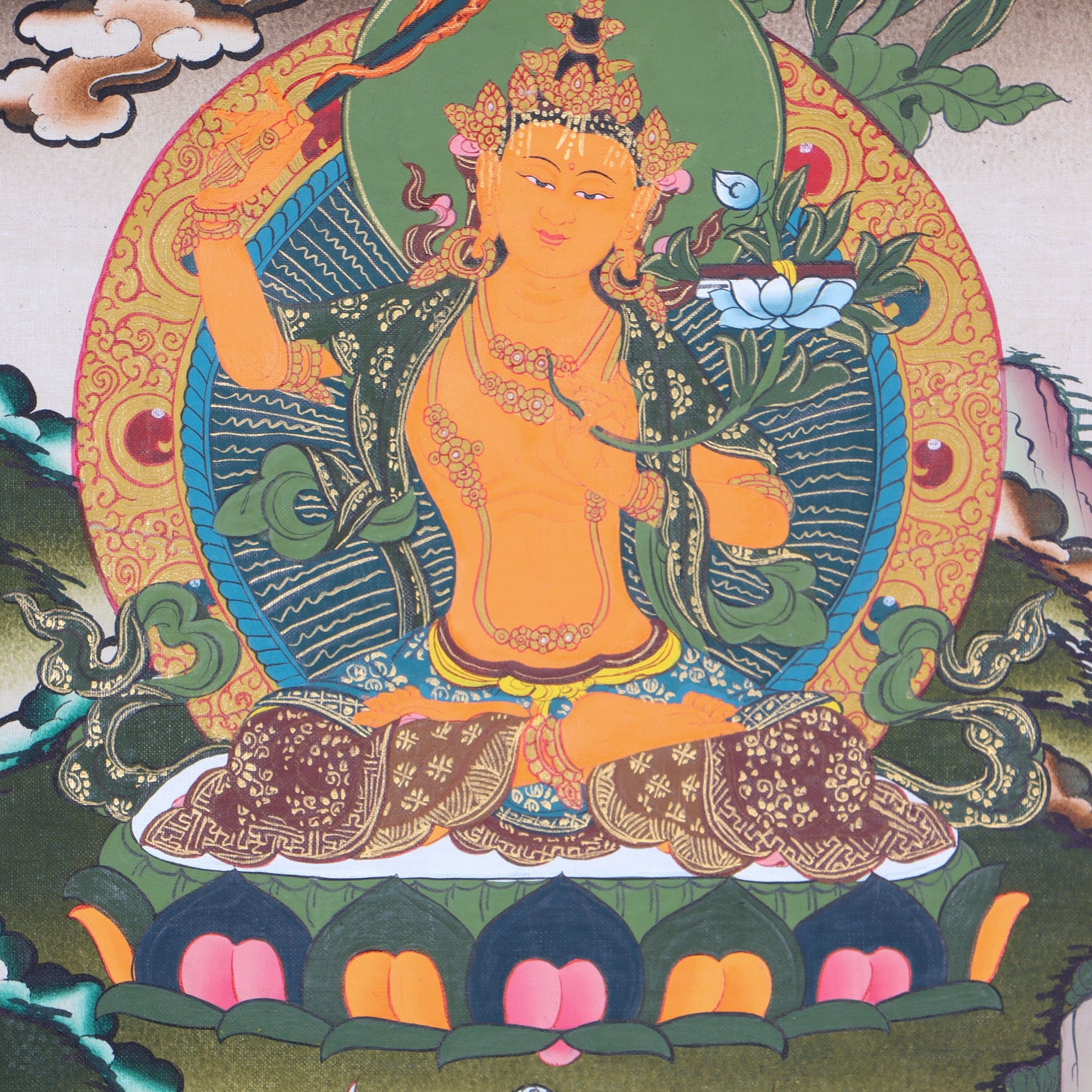 Finest quality thangka collector of Manjushri Thangka - Himalayas shop