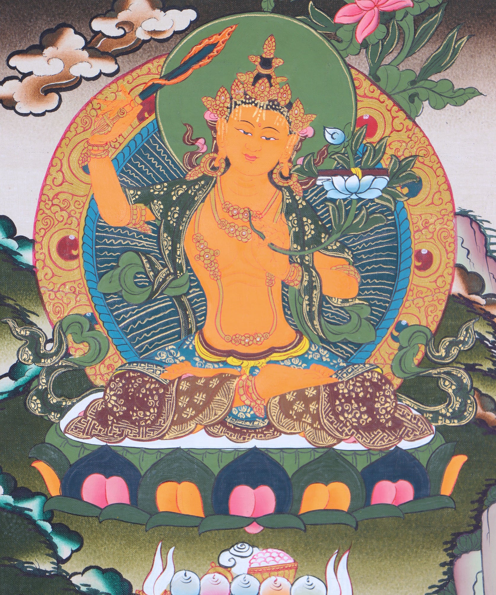 Finest quality thangka collector of Manjushri Thangka - Himalayas shop