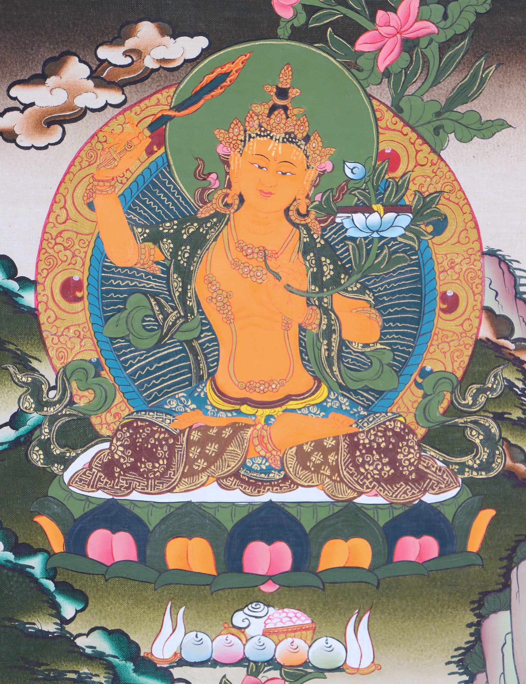 Finest quality thangka collector of Manjushri Thangka - Himalayas shop