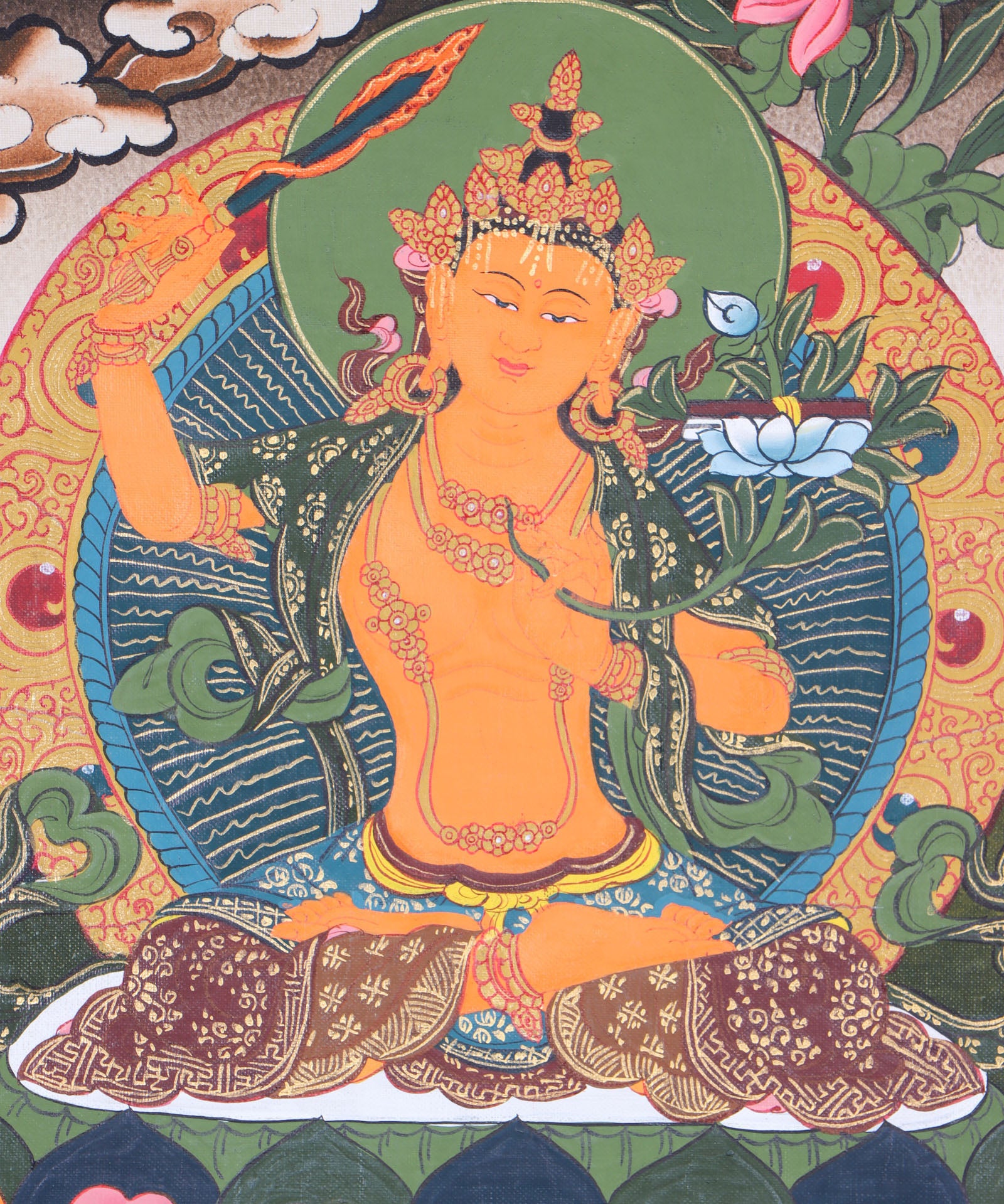 Finest quality thangka collector of Manjushri Thangka - Himalayas shop