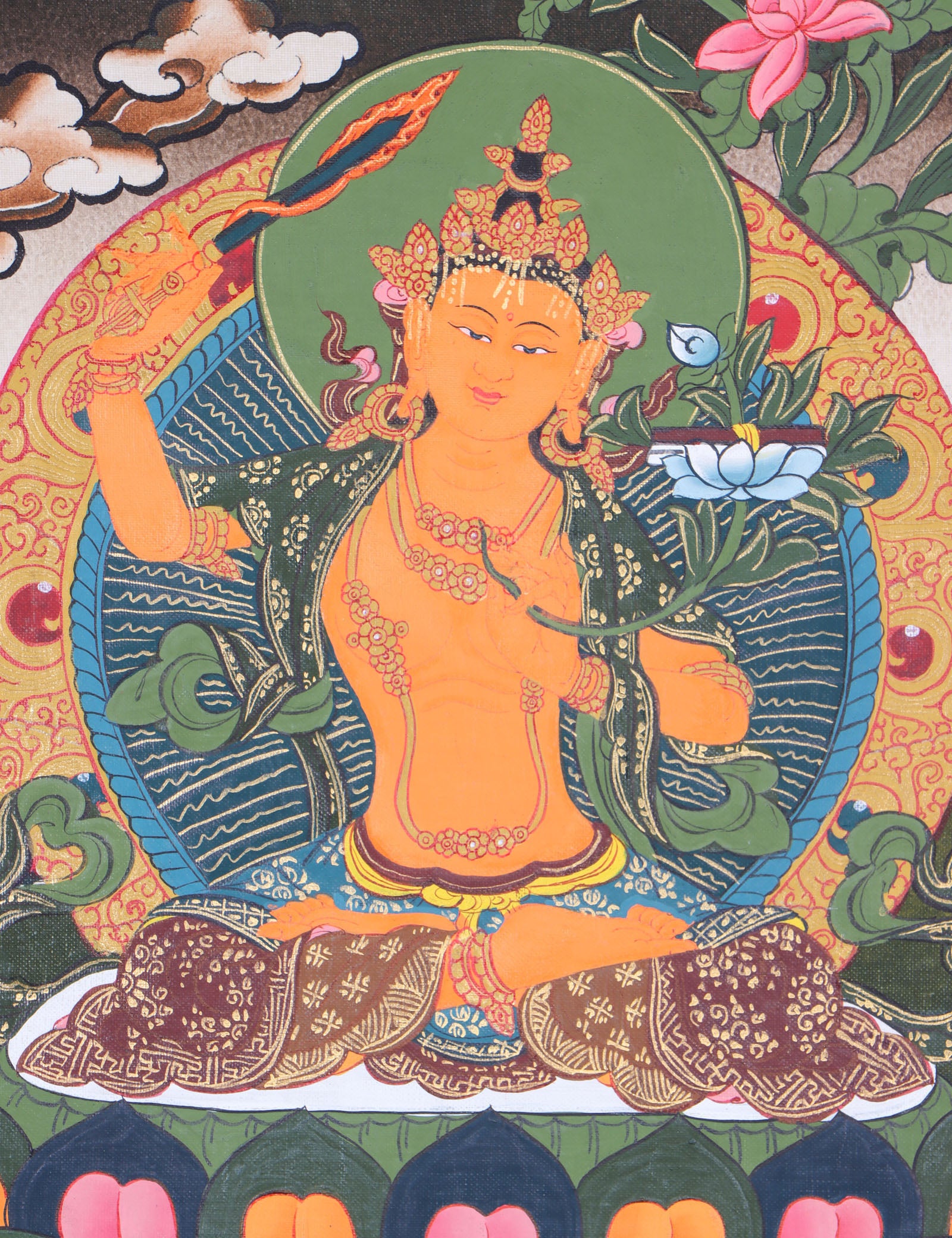 Finest quality thangka collector of Manjushri Thangka - Himalayas shop