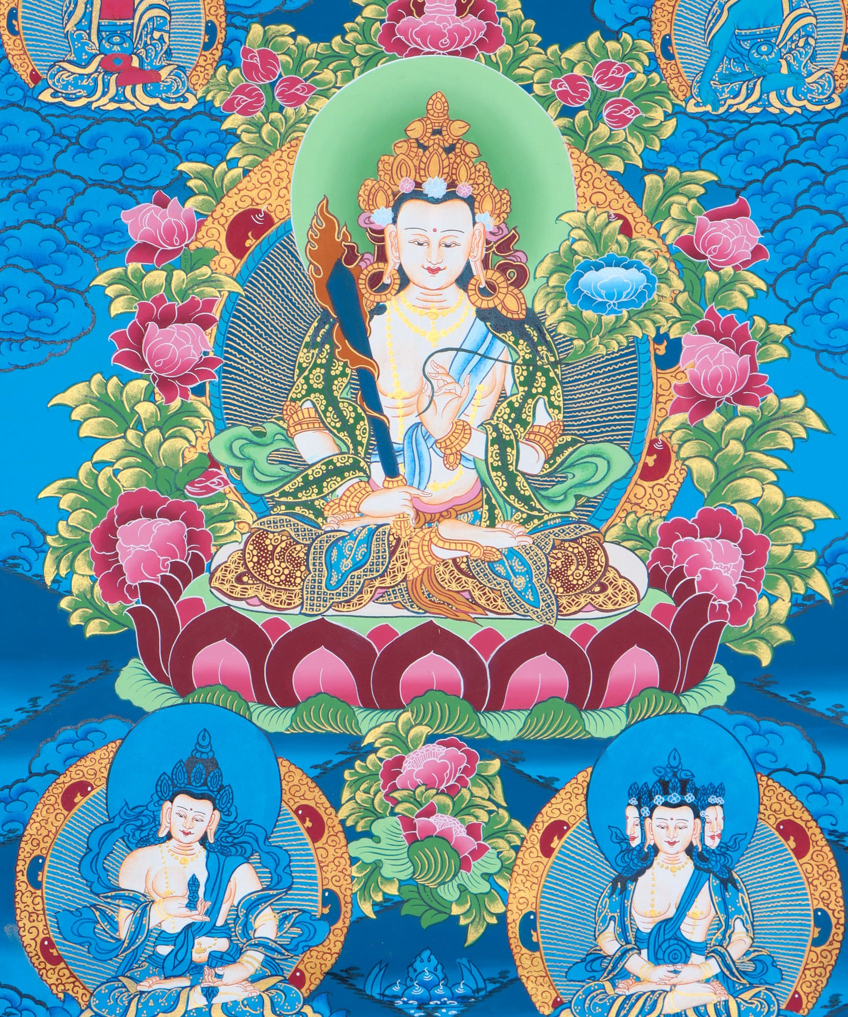 Manjushree Thangka for spiritual progression and education.