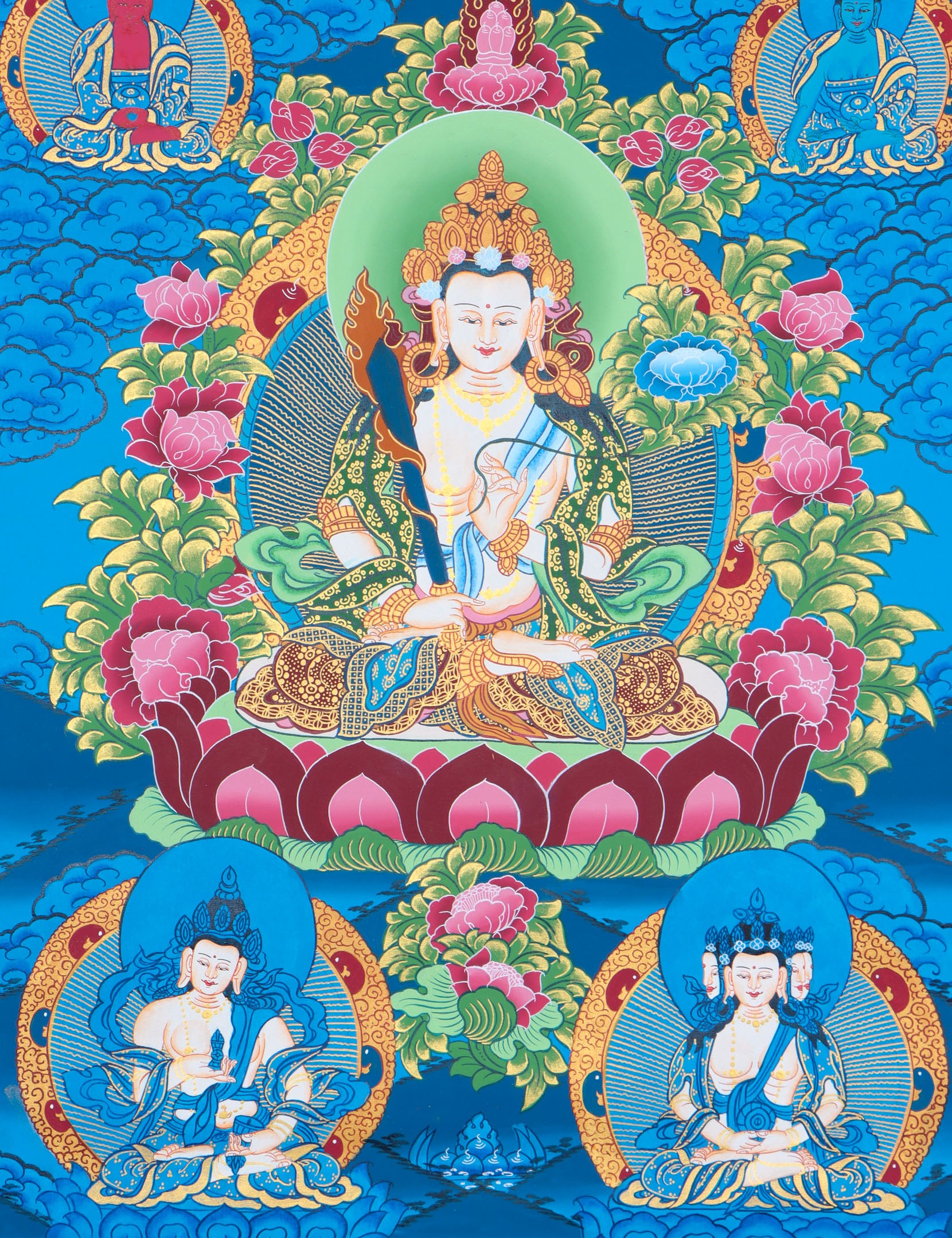 Manjushree Thangka for spiritual progression and education.