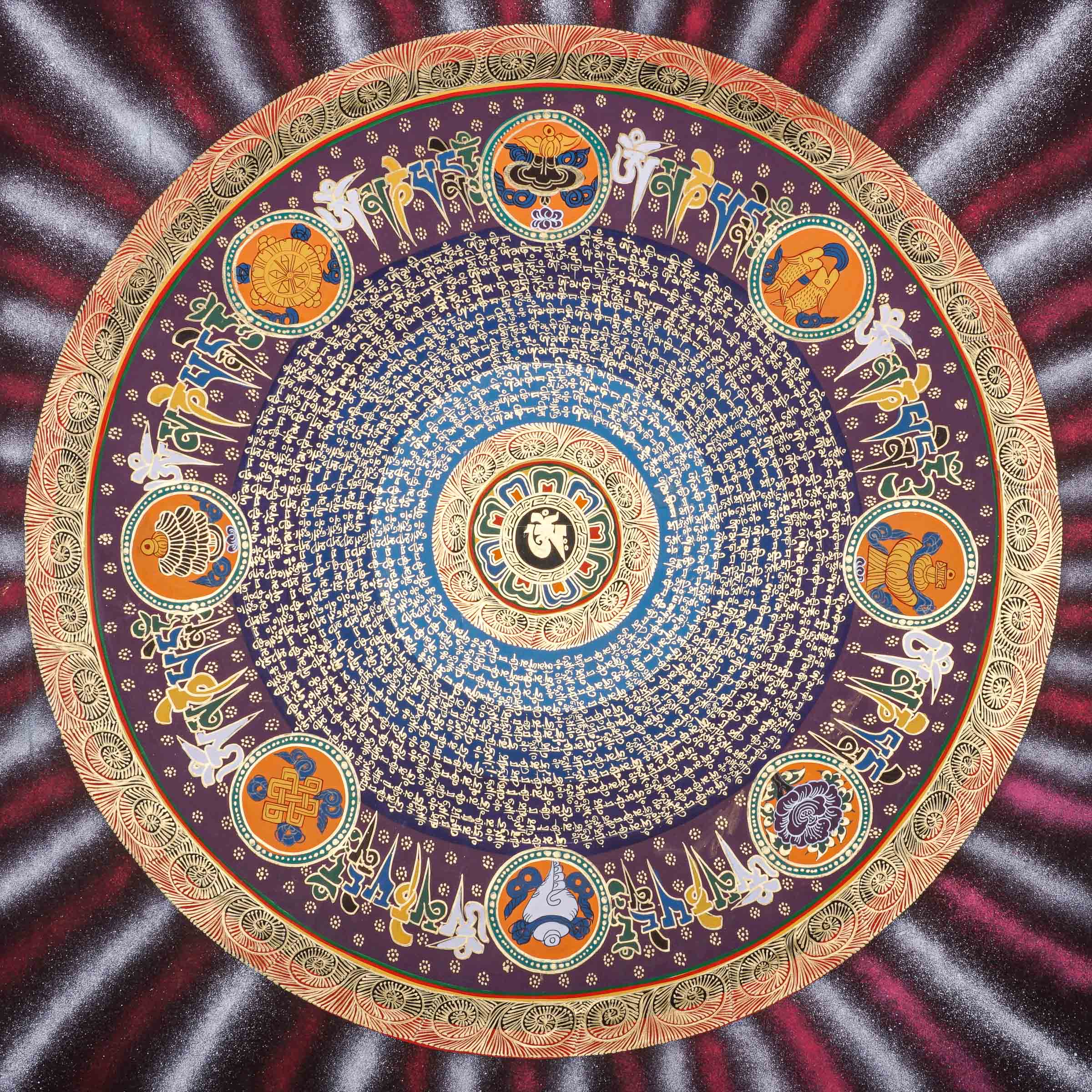 Mantra Mandala Thangka Painting for wall hanging decor.