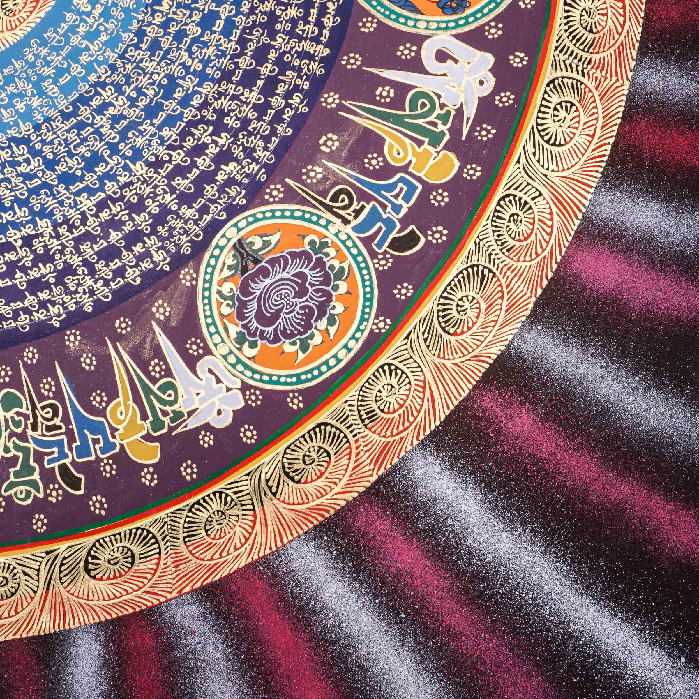 Mantra Mandala Thangka Painting for wall hanging decor.