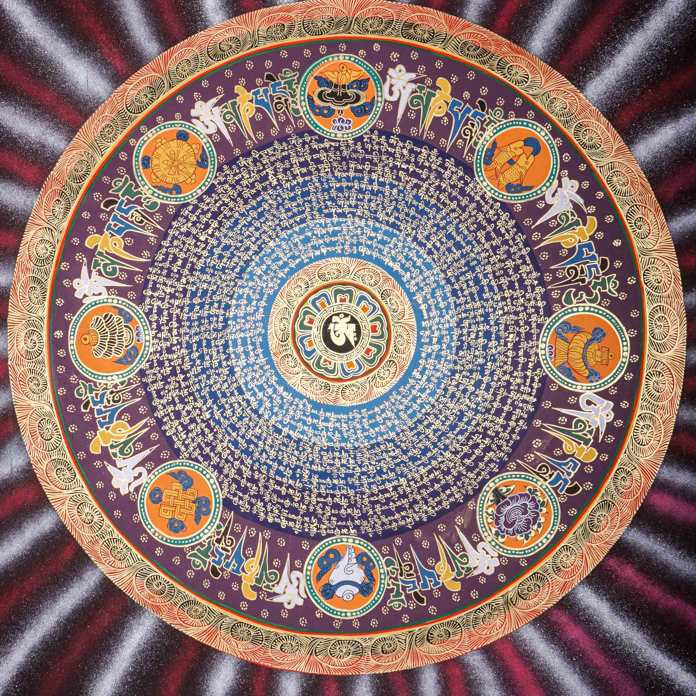 Mantra Mandala Thangka Painting for wall hanging decor.