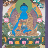  Medicine Buddha Thangka is meticulously hand-painted with vibrant colors. Himalayas Shop