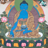 Medicine Buddha Thangka is meticulously hand-painted with vibrant colors. Himalayas Shop