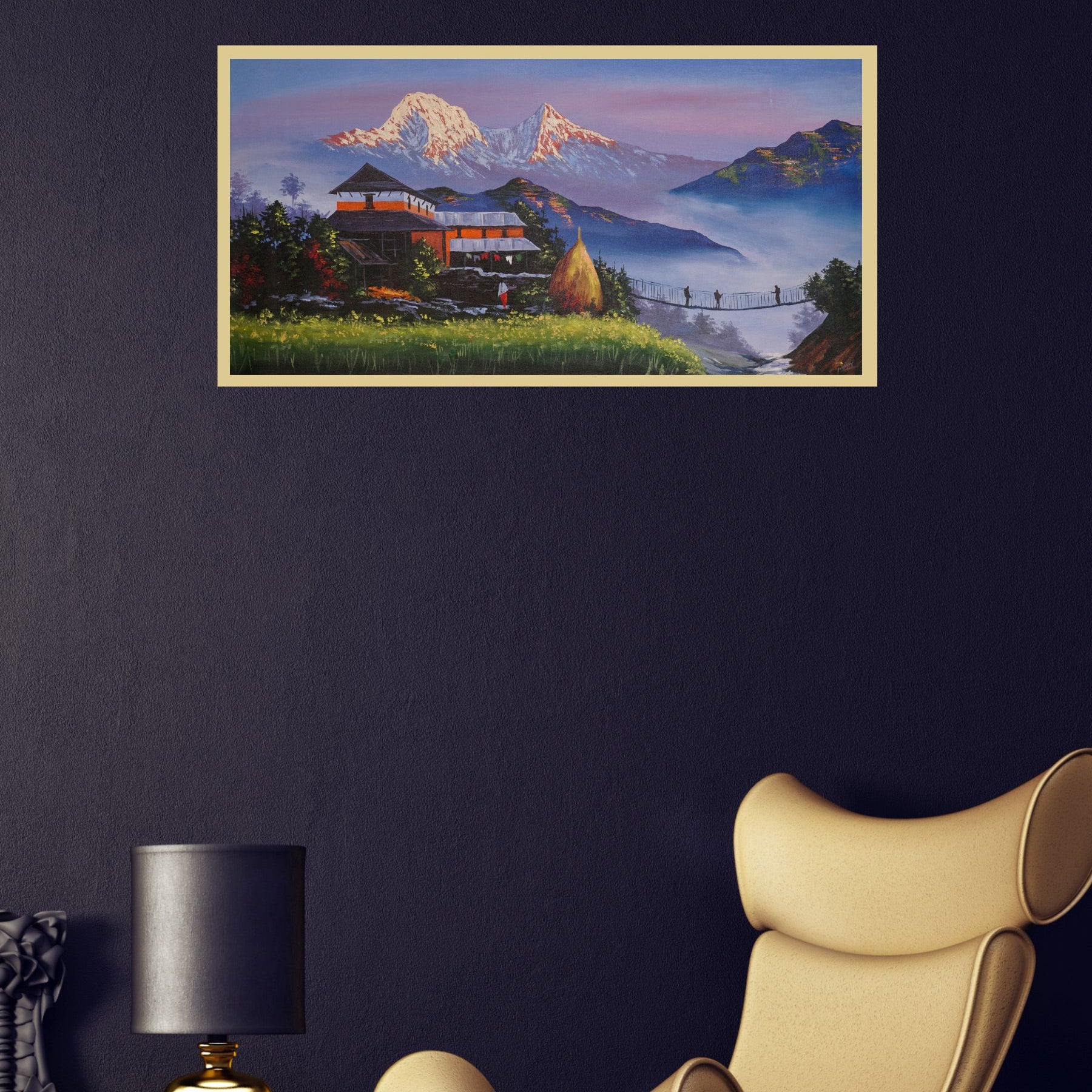 Oil Painting of Mount Annapurna for wall decor.