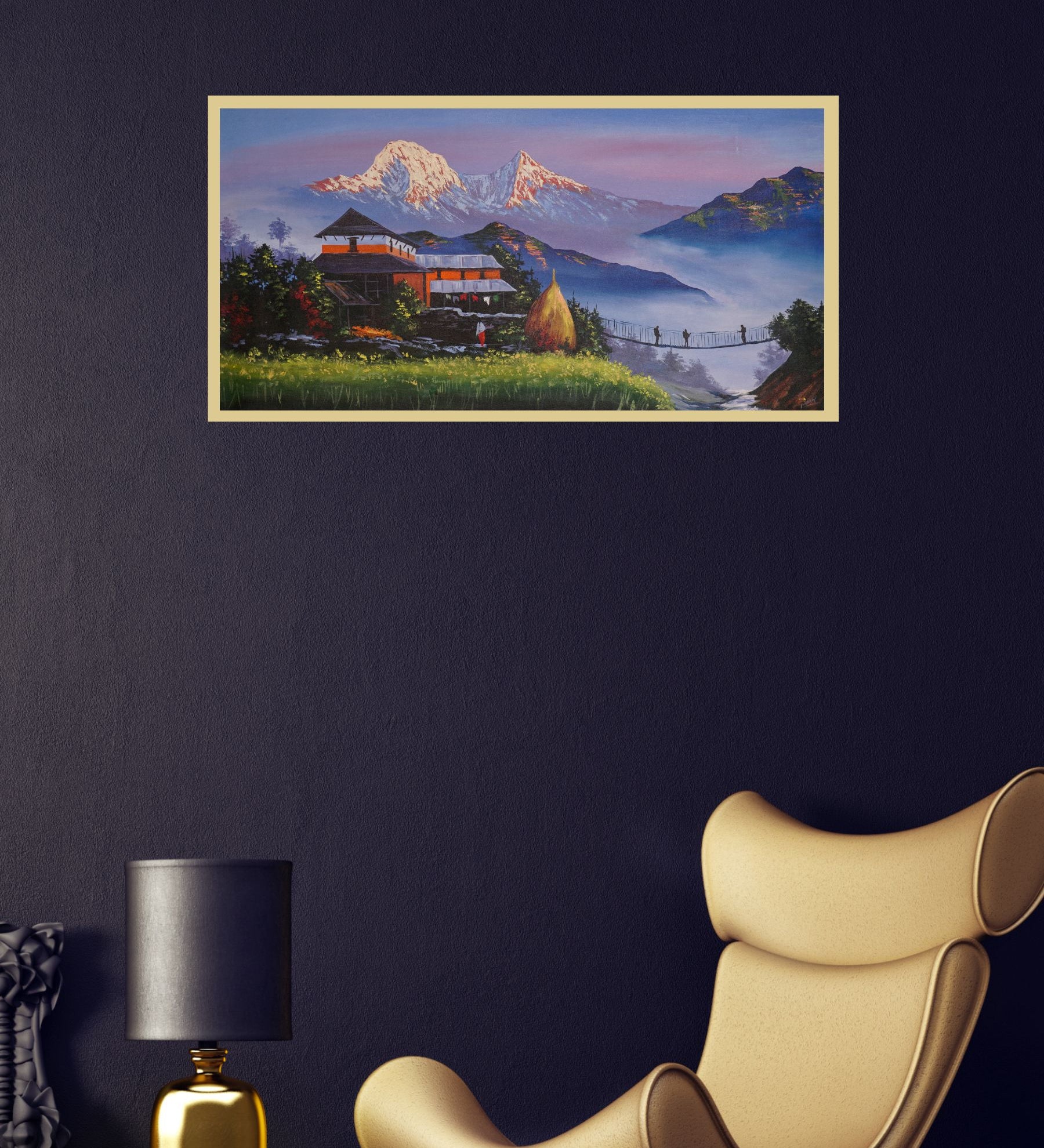 Oil Painting of Mount Annapurna for wall decor.