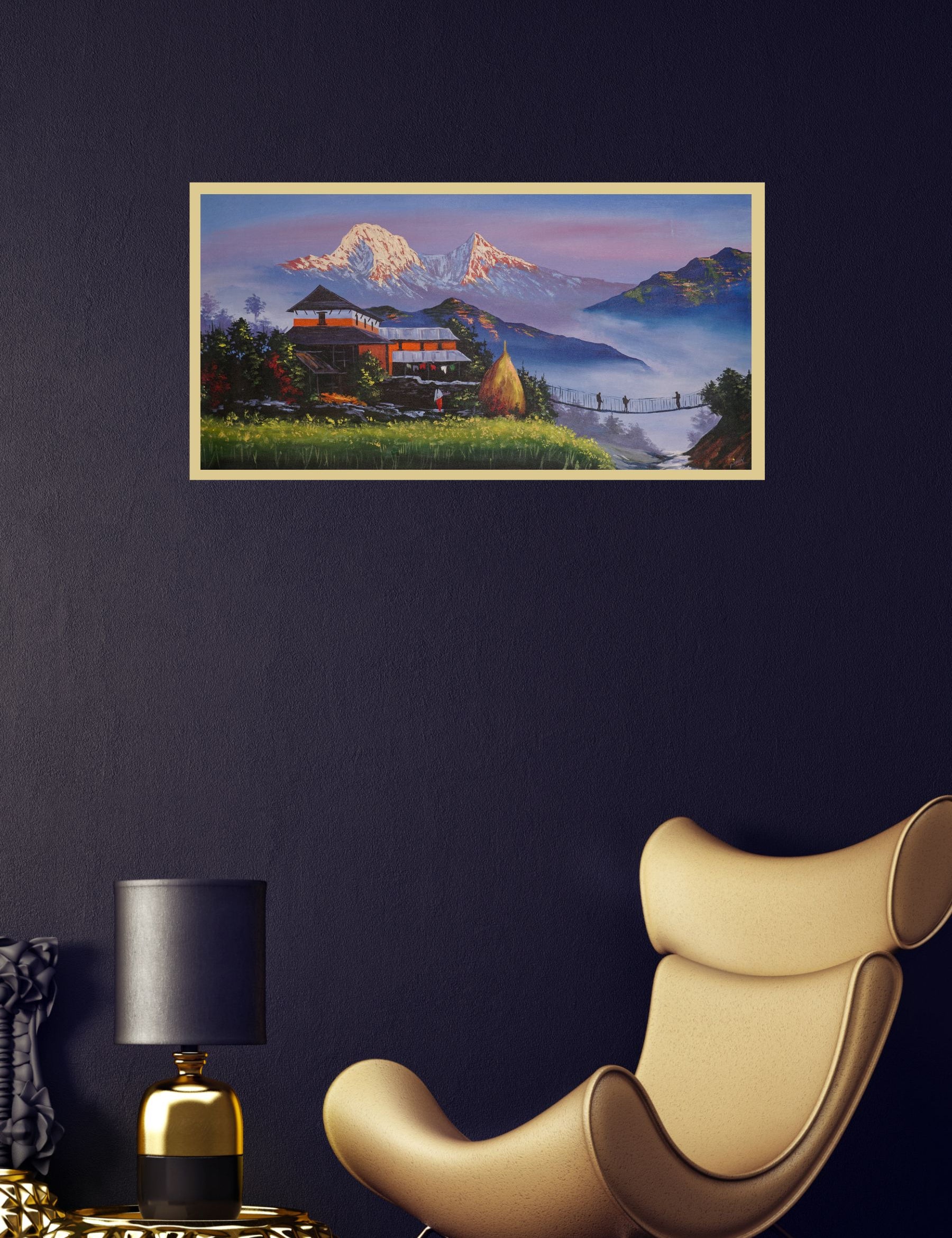 Oil Painting of Mount Annapurna for wall decor.