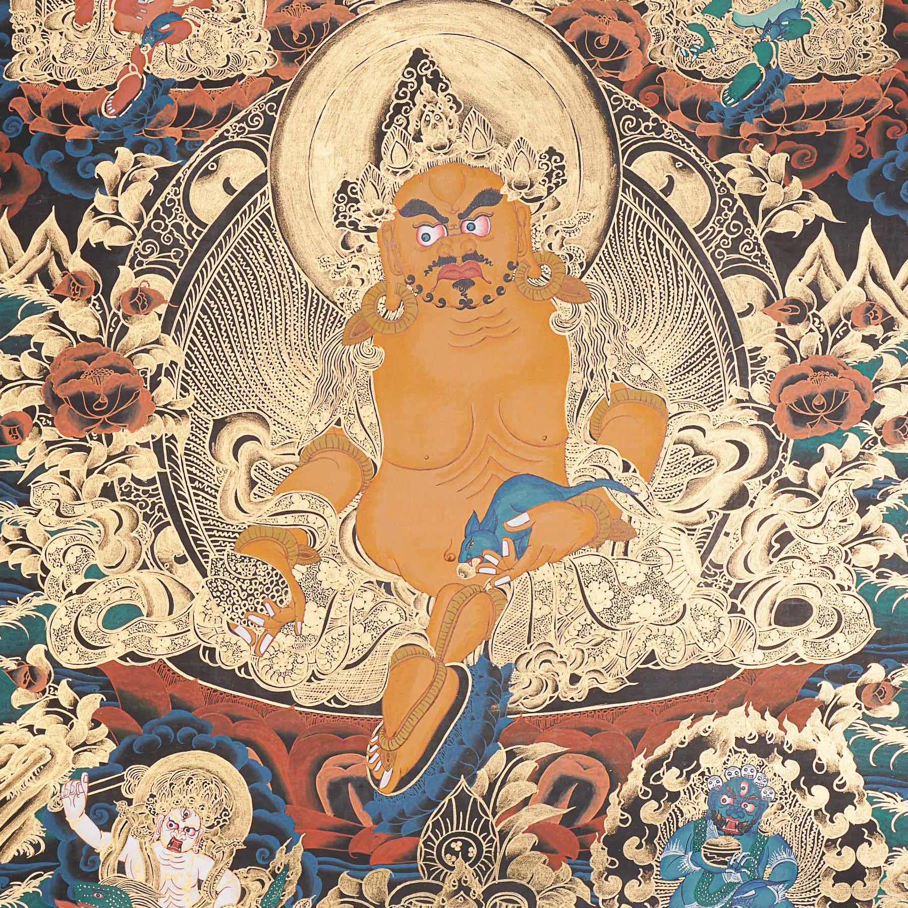 Pancha Zambala Thangka - Handpainted Tibetan  Painting