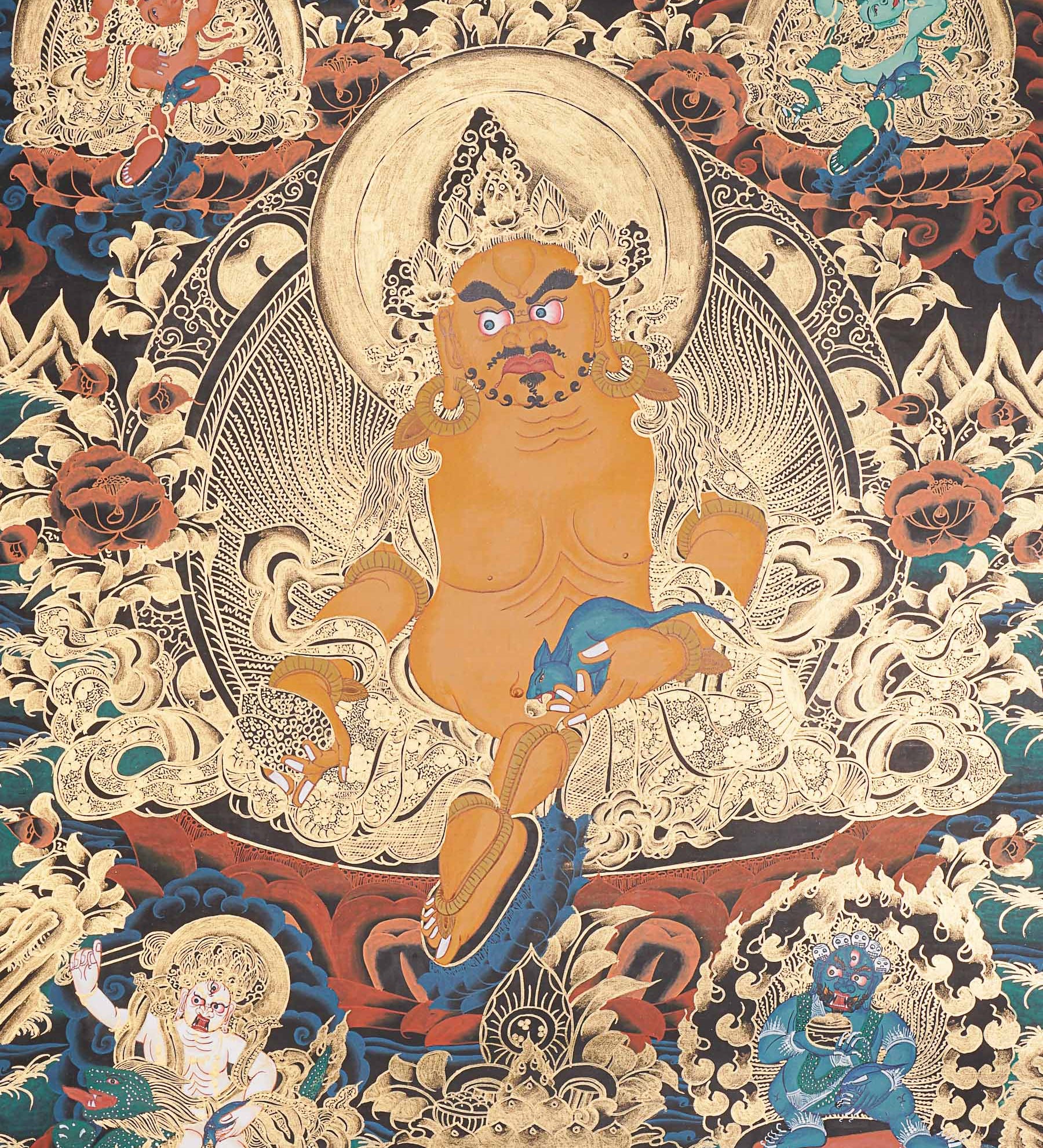 Pancha Zambala Thangka - Handpainted Tibetan  Painting