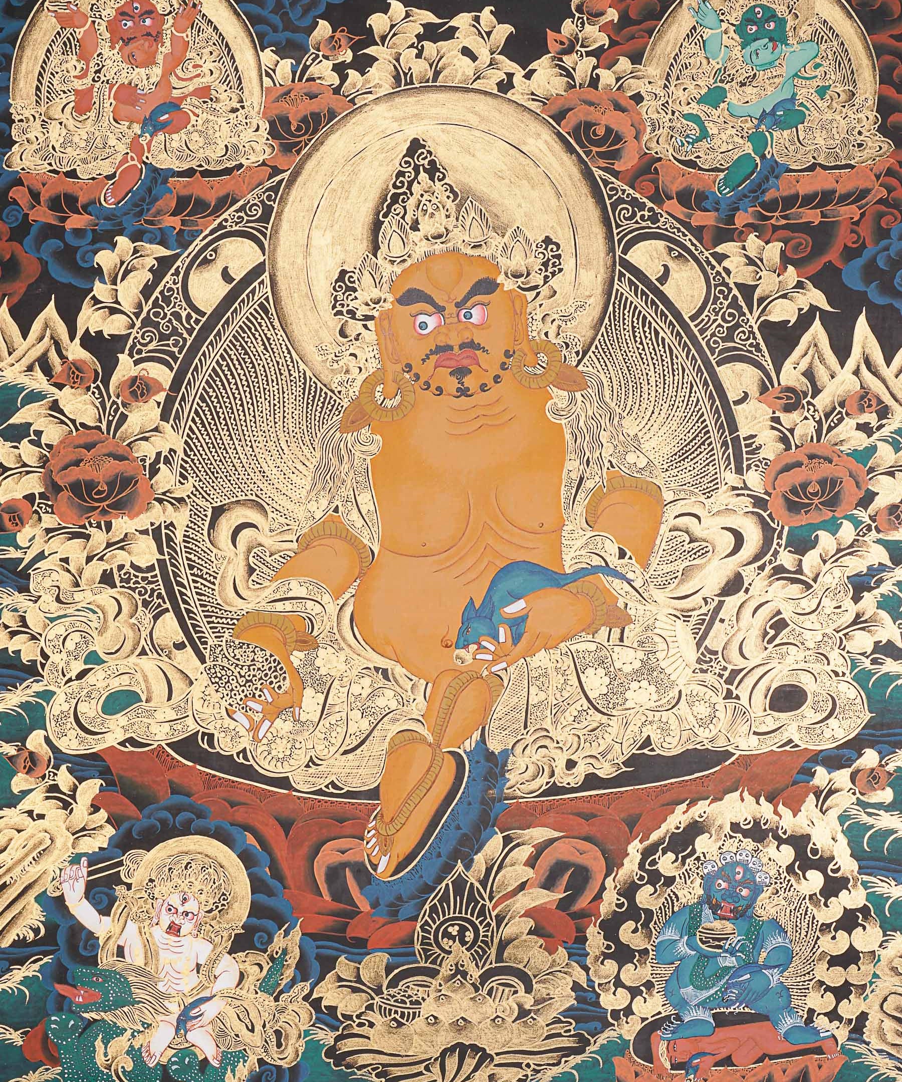 Pancha Zambala Thangka - Handpainted Tibetan  Painting