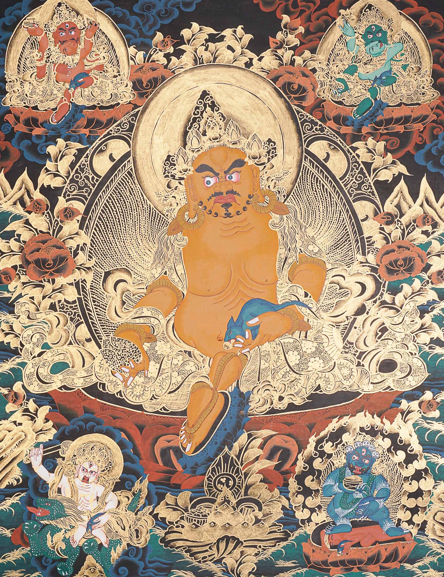 Pancha Zambala Thangka - Handpainted Tibetan  Painting