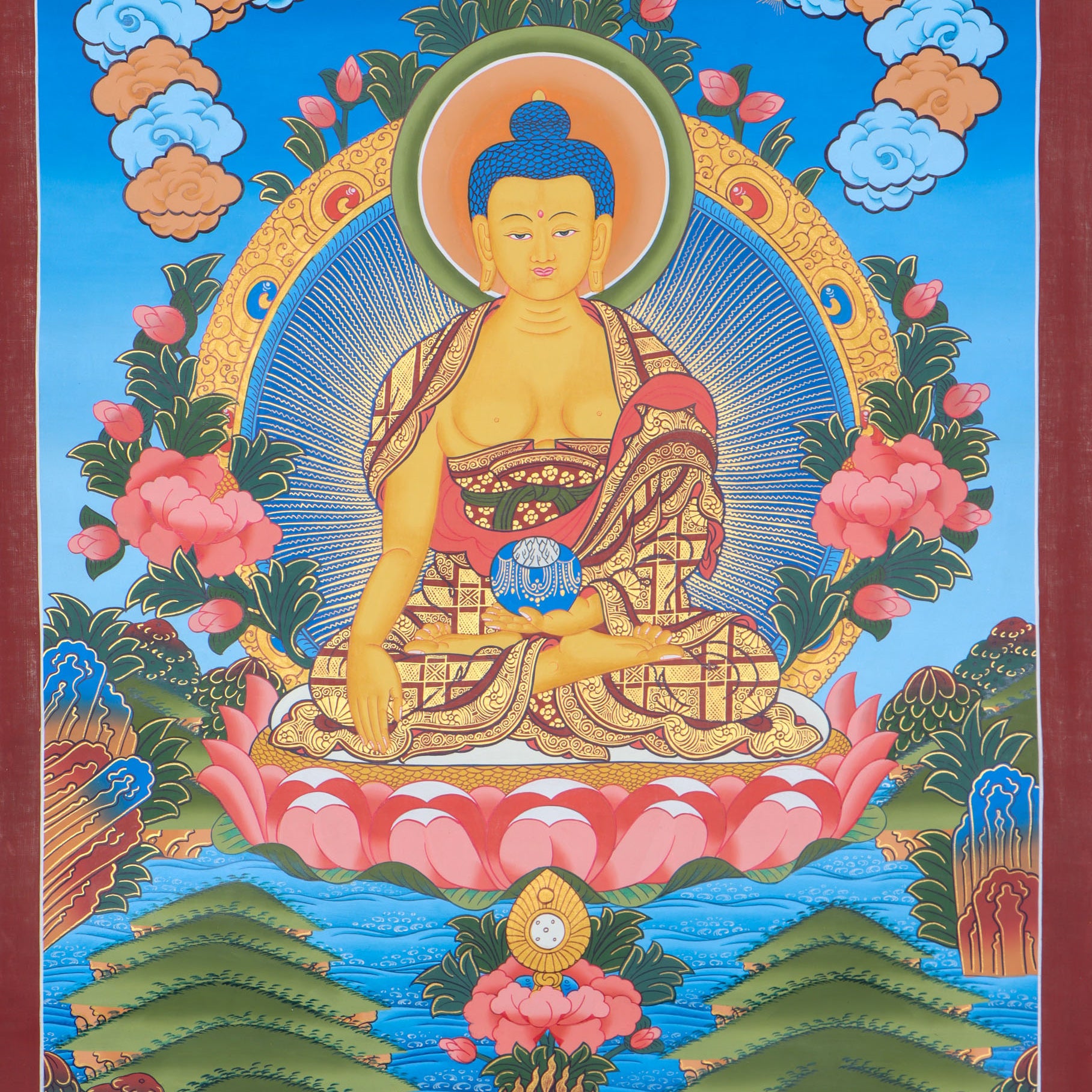 Shakyamuni  Buddha thangka for alter space and prayer .