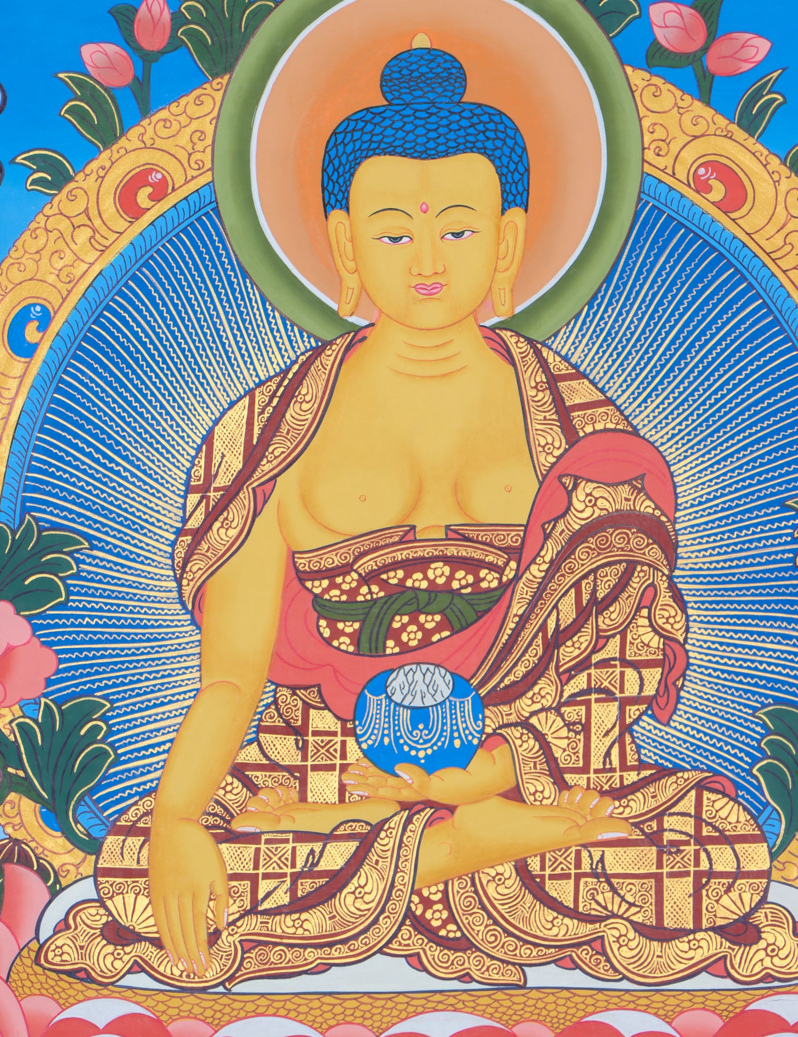 Shakyamuni Buddha thangka for alter space and prayer .