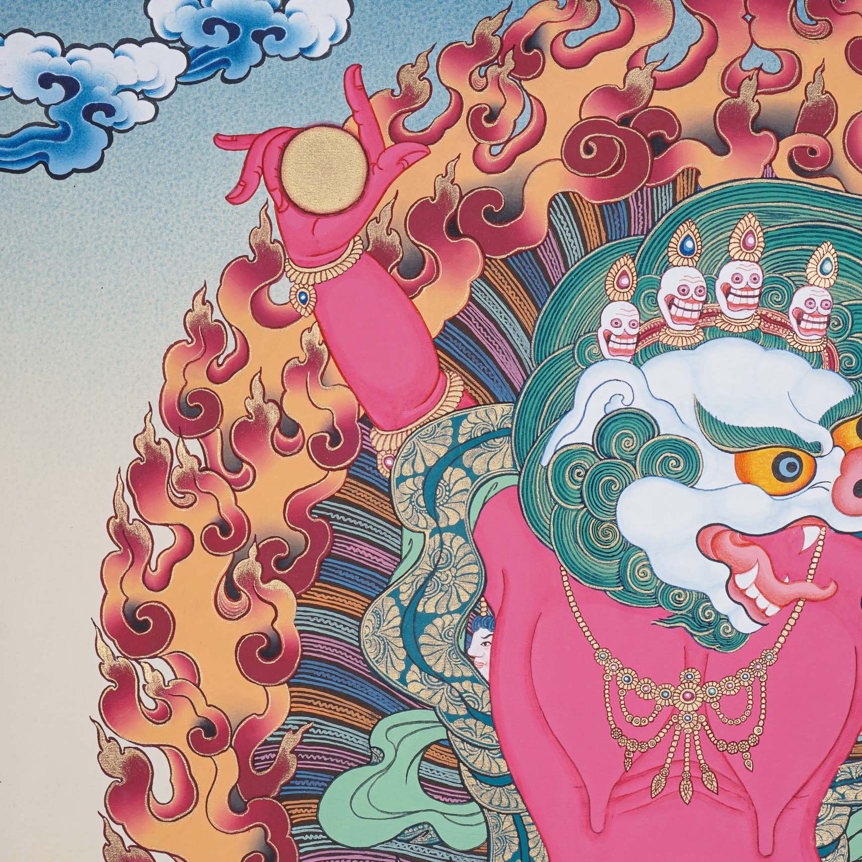 Wrathful deity Thangka Painting - Singh Mukhi