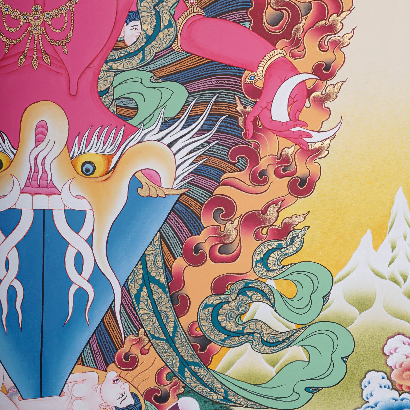 Wrathful deity Thangka Painting - Singh Mukhi