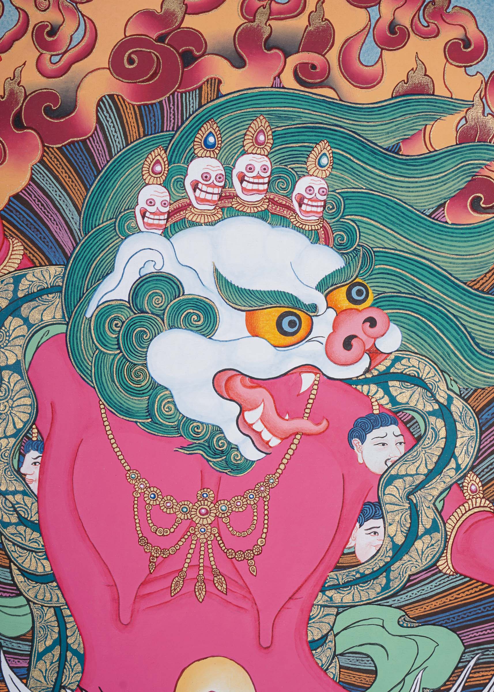 Wrathful deity Thangka Painting - Singh Mukhi