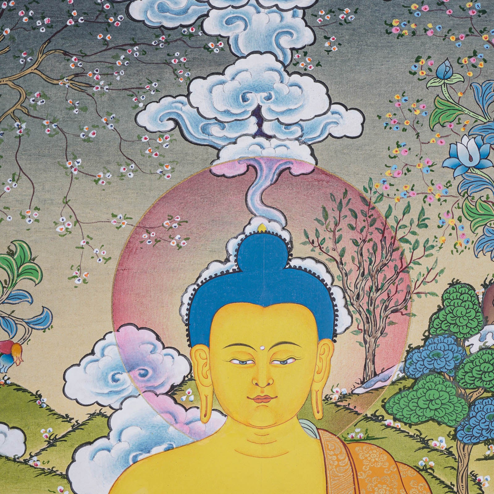 Shakyamuni Buddha Thangka for prayer and meditation.