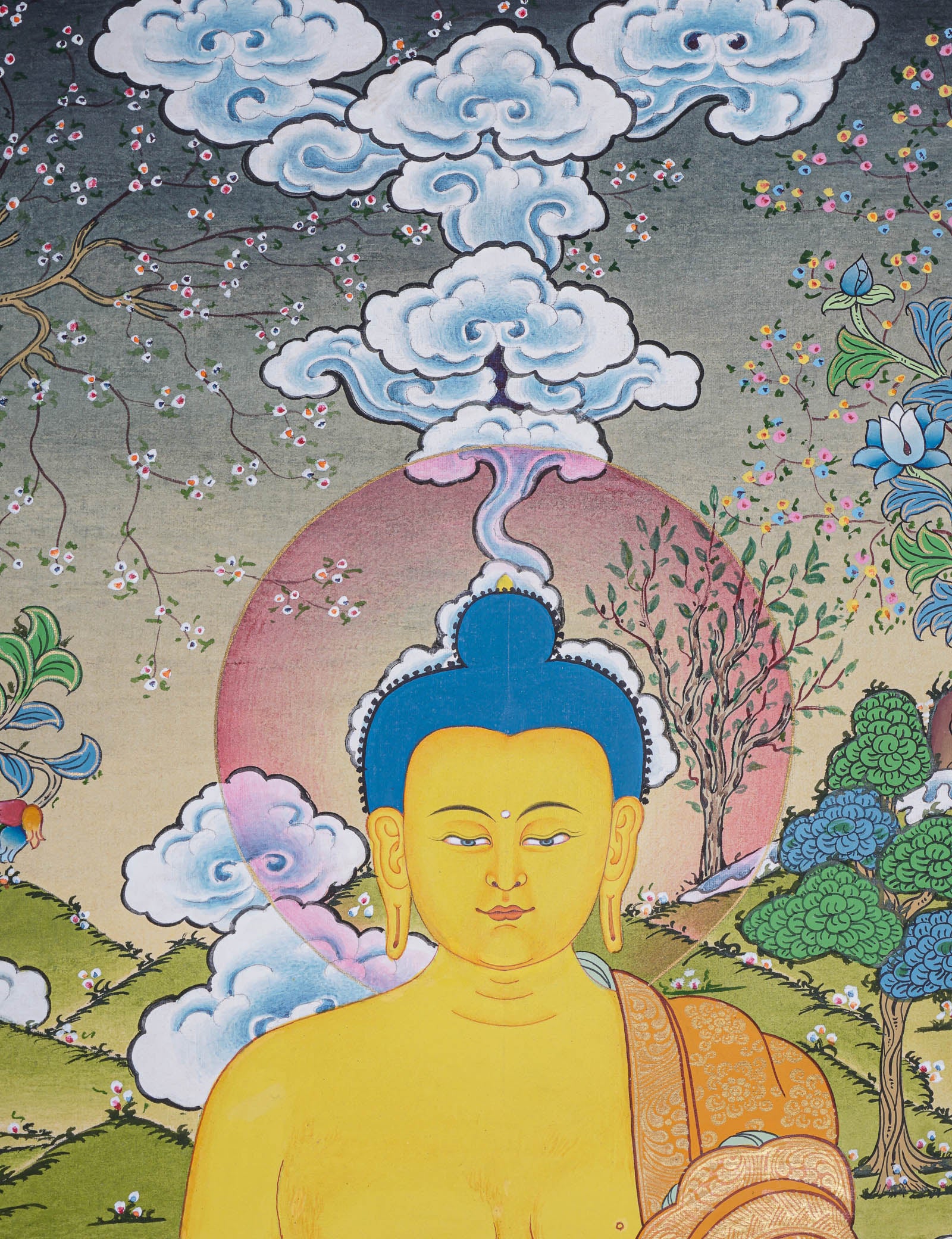 Shakyamuni Buddha Thangka for prayer and meditation.