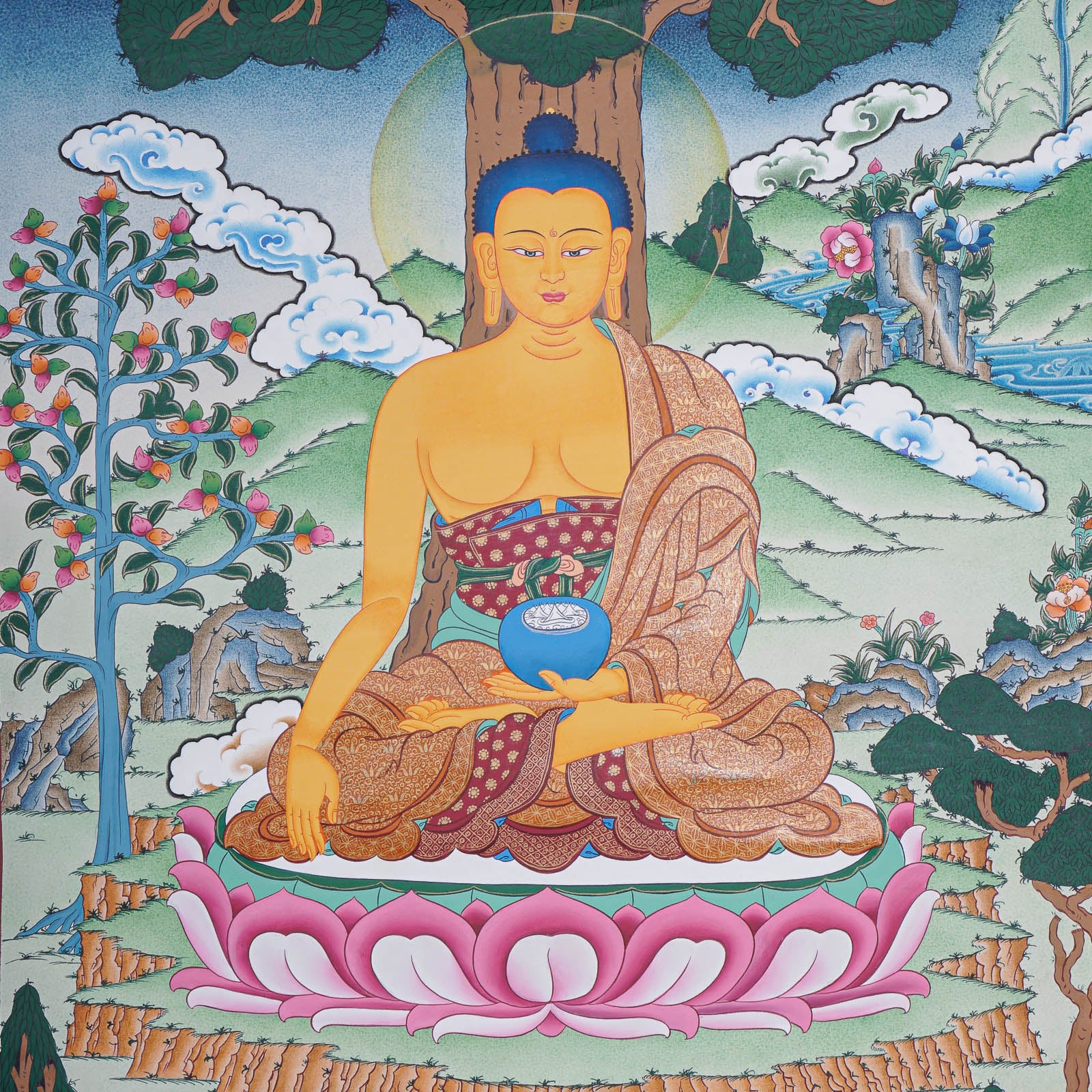 Shakyamuni Buddha Thangka - Handpainted Art