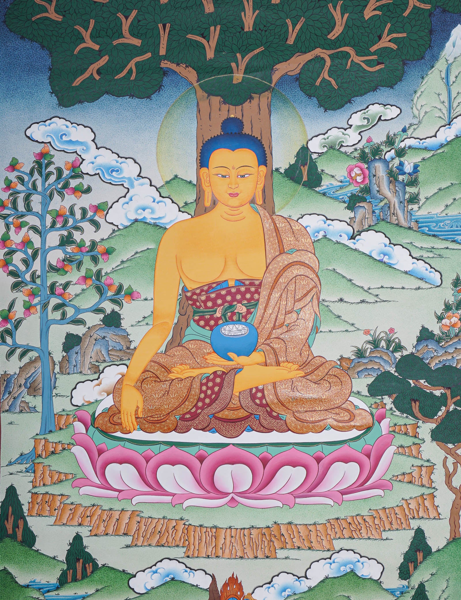 Shakyamuni Buddha Thangka - Handpainted Art