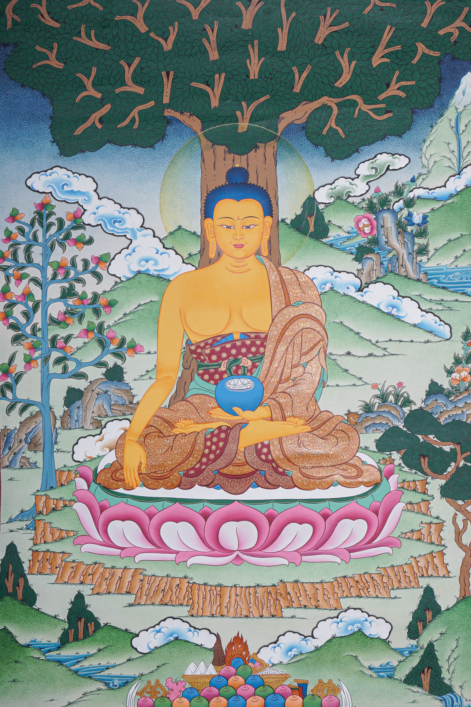 Shakyamuni Buddha Thangka - Handpainted Art