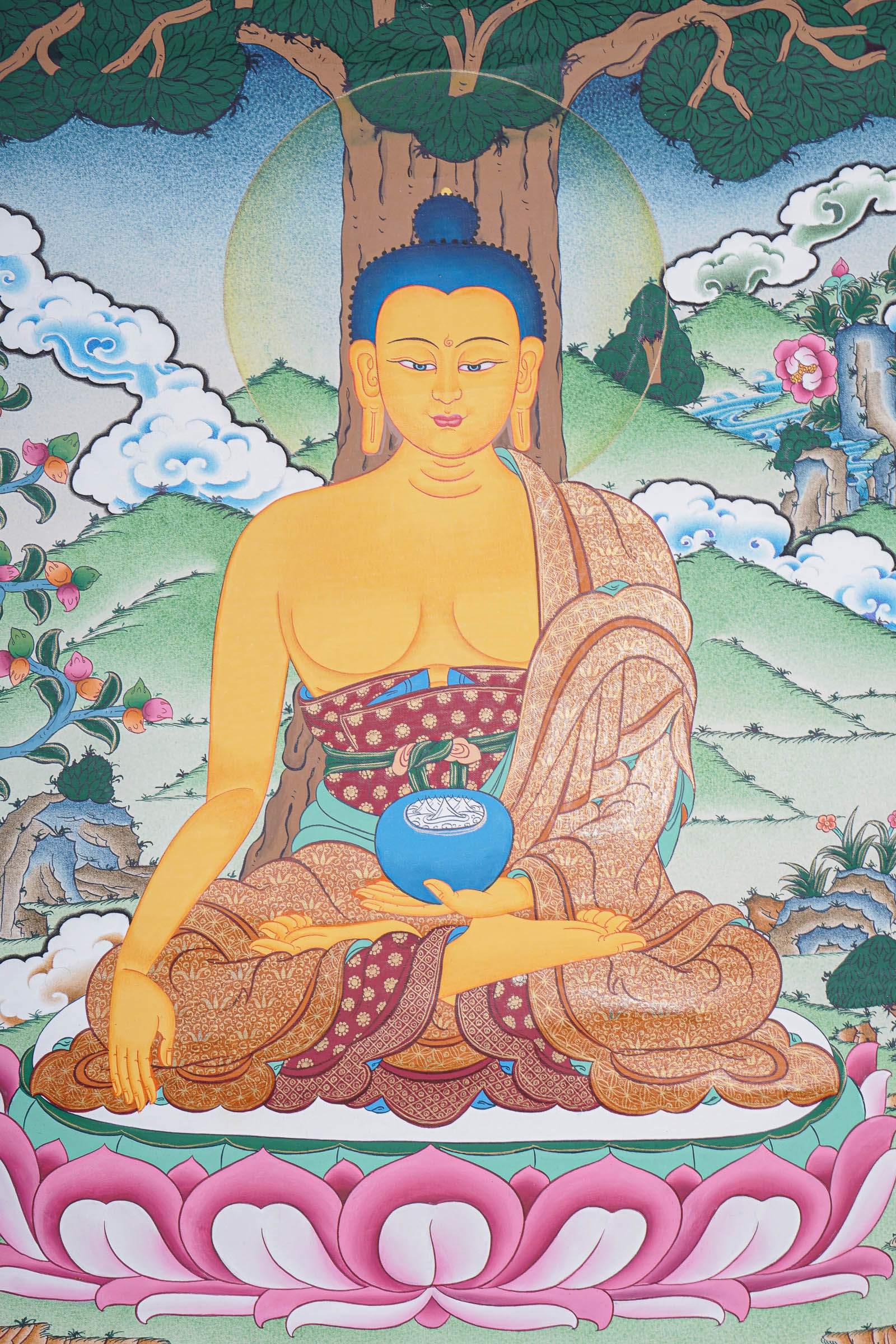 Shakyamuni Buddha Thangka - Handpainted Art