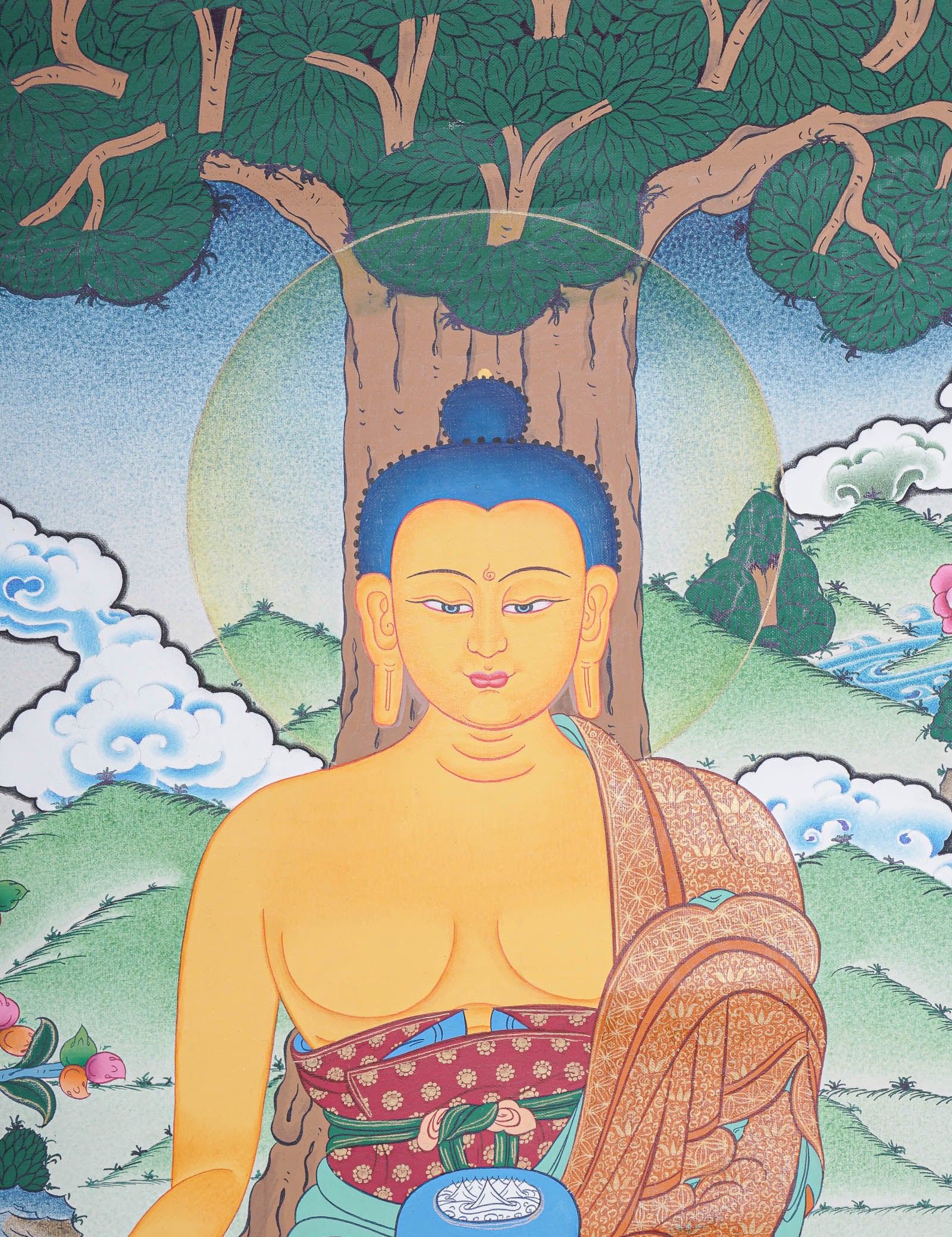 Shakyamuni Buddha Thangka - Handpainted Art