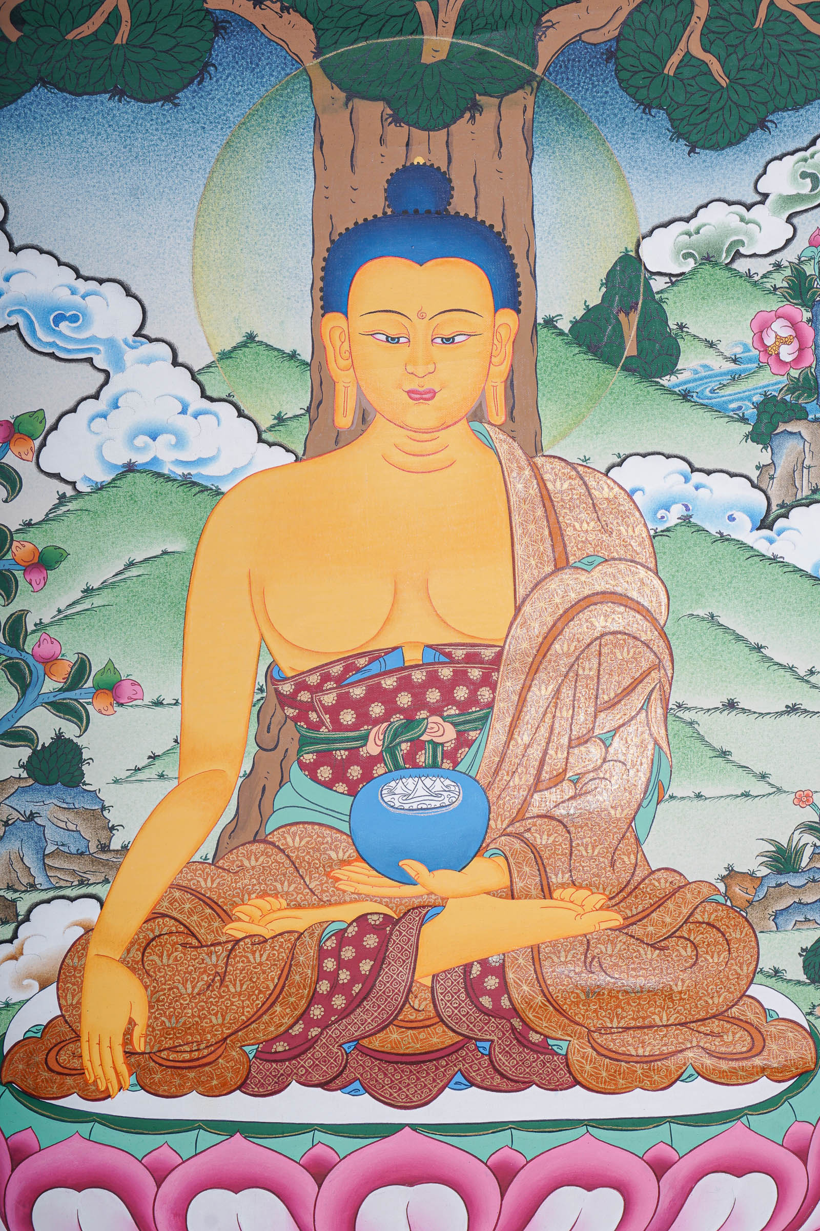 Shakyamuni Buddha Thangka - Handpainted Art